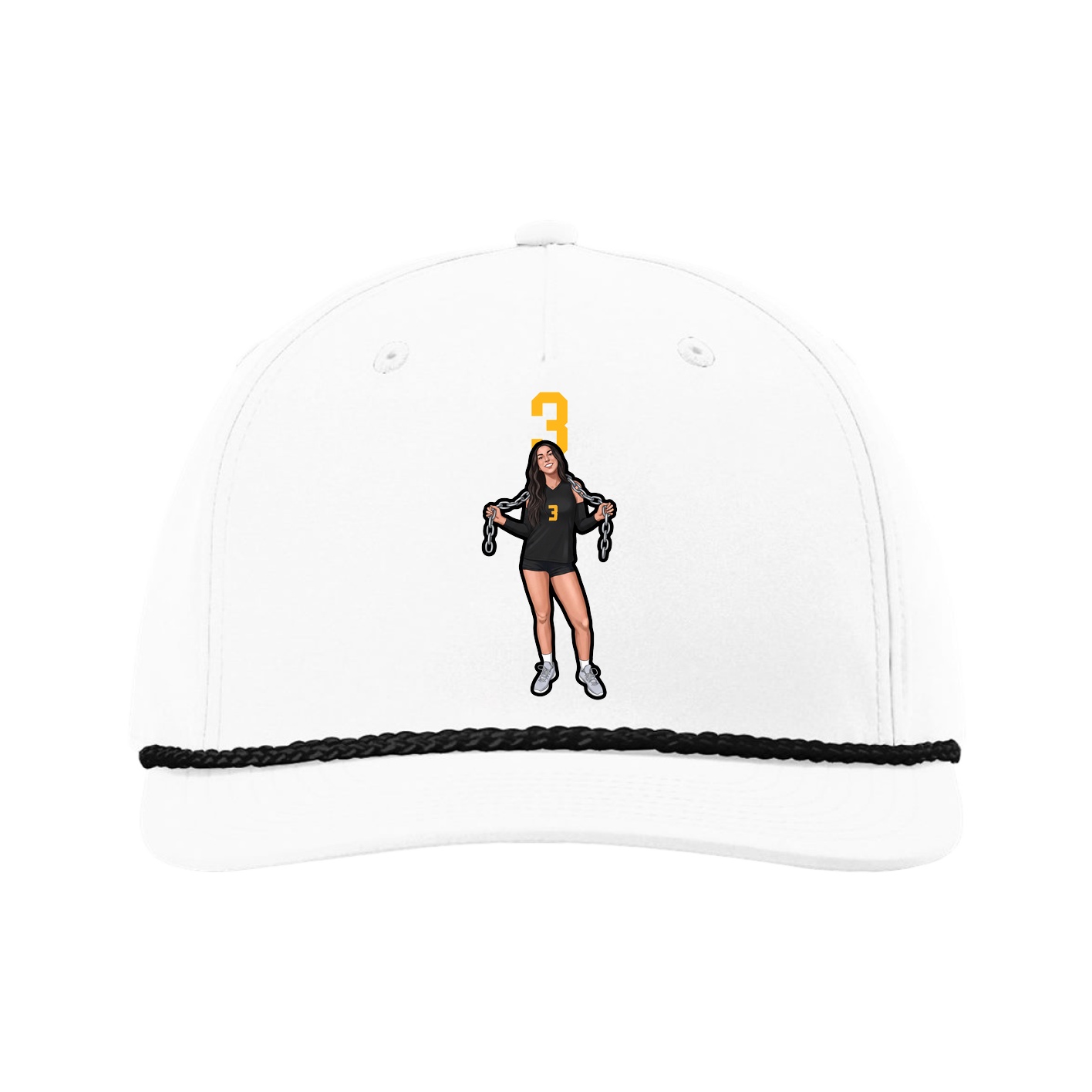 Five-Panel Classic Rope Cap — Number Top in White