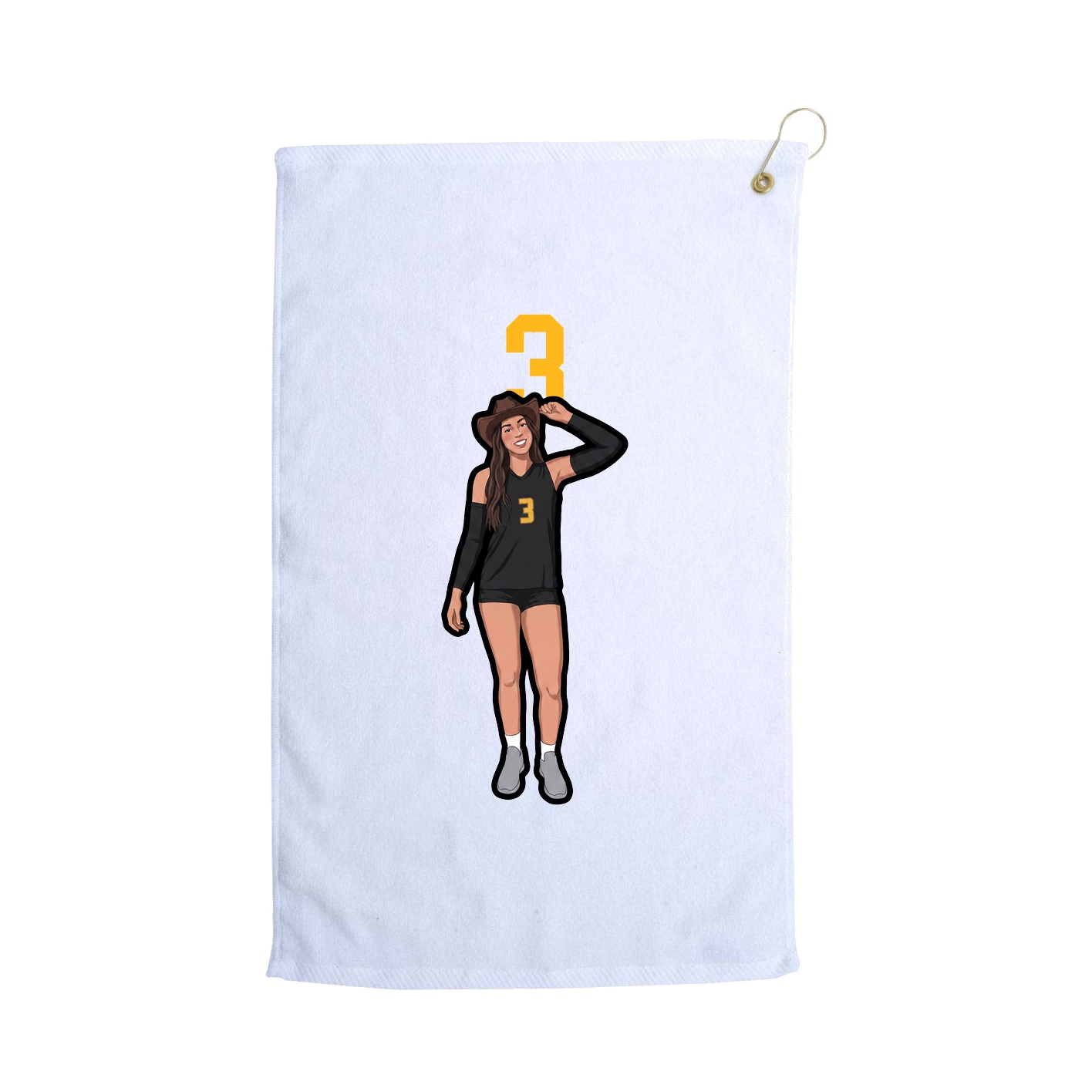 Golf Towel — Number Top in White