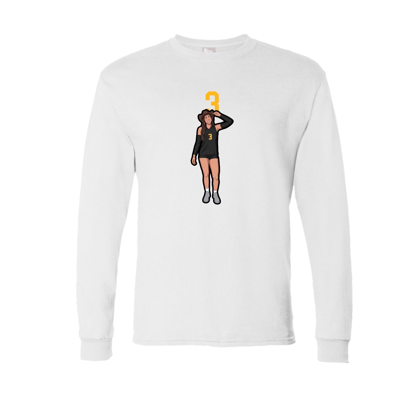 Long Sleeve Tee — Number Top in White