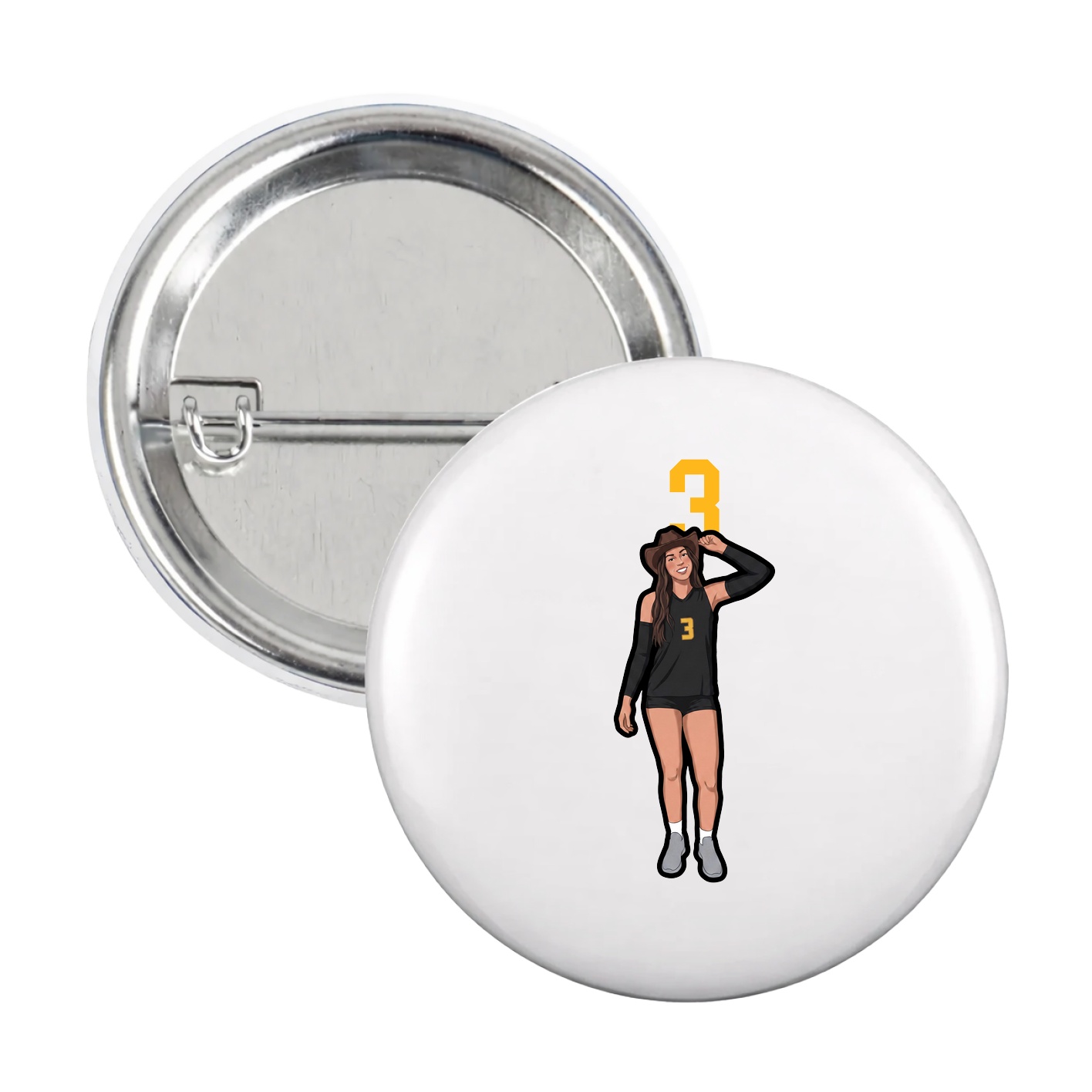 Game Day Button — Number Top in White