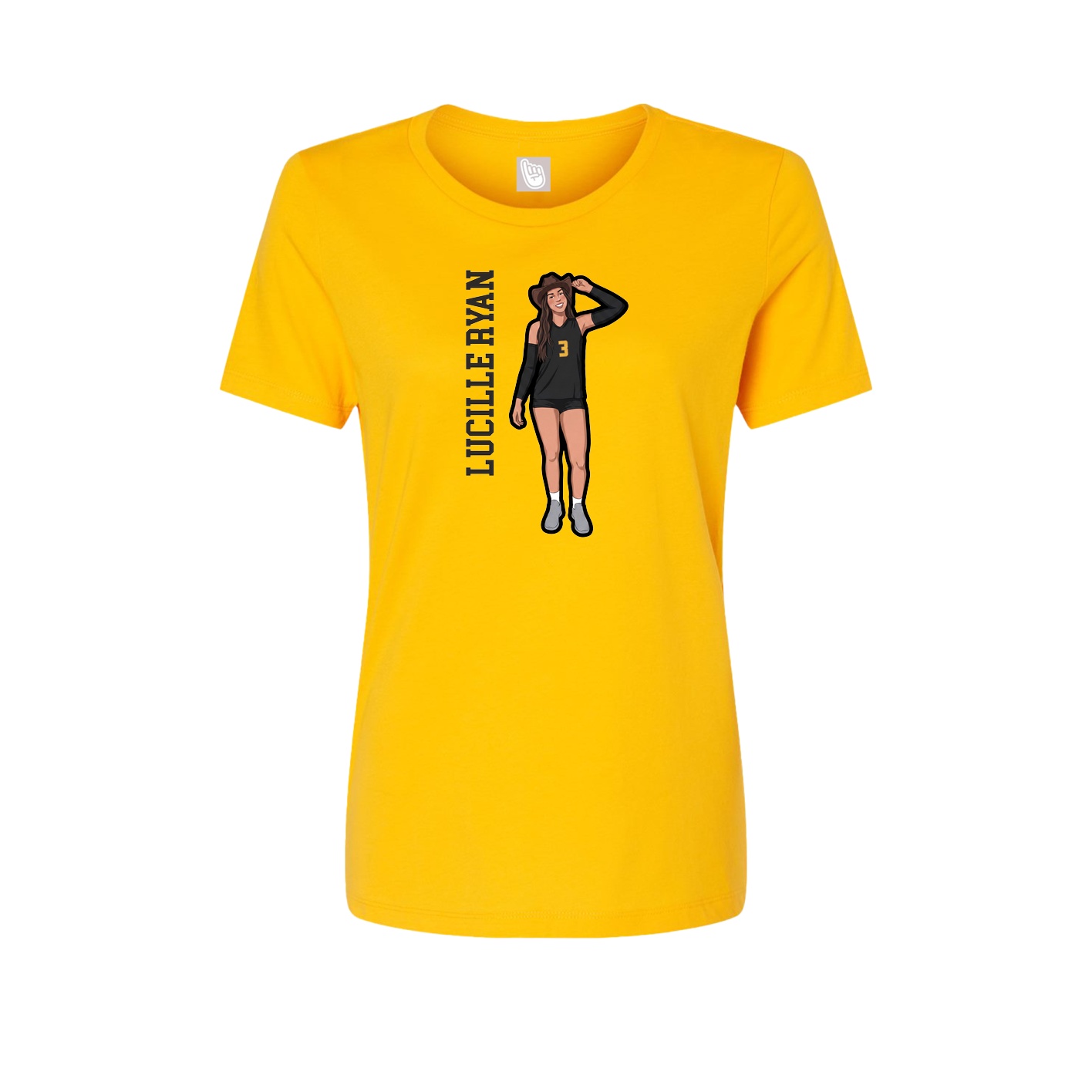Fitted Women's Tee — Name Vertical in Gold