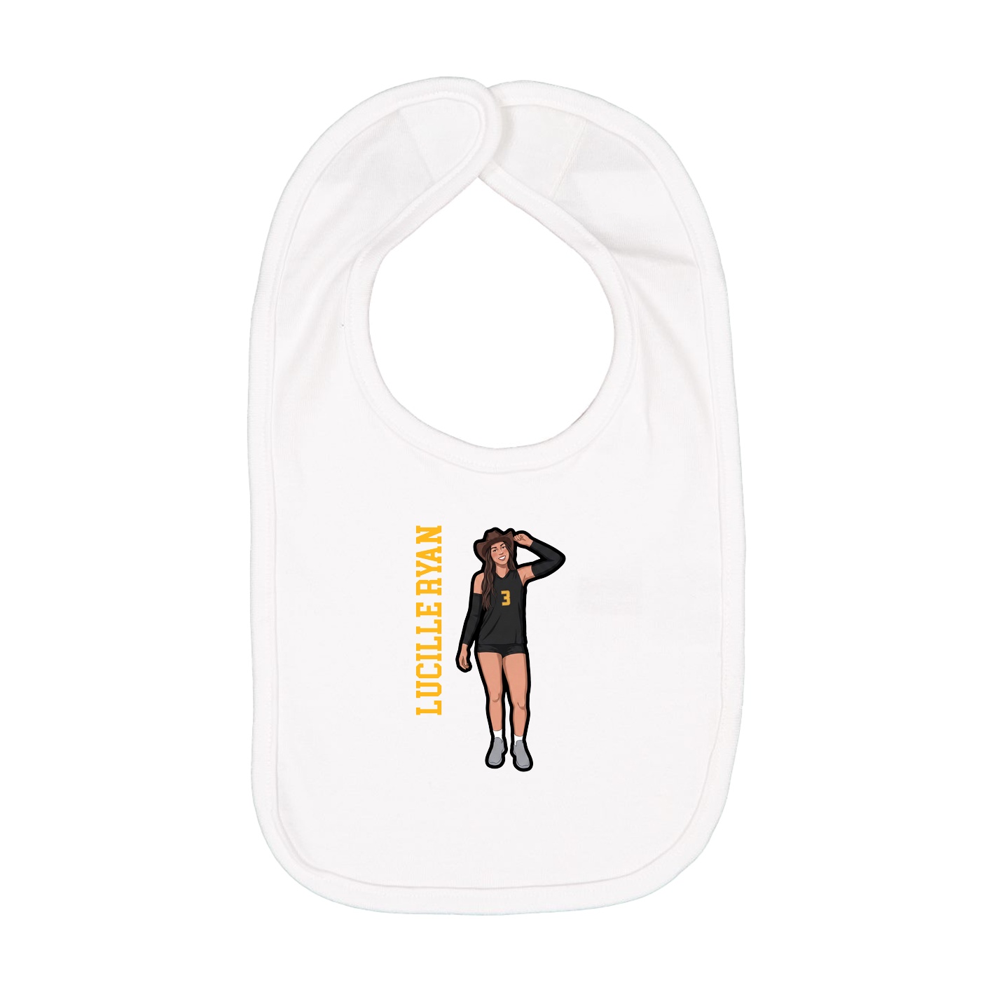 Infant Bib — Name Vertical in White