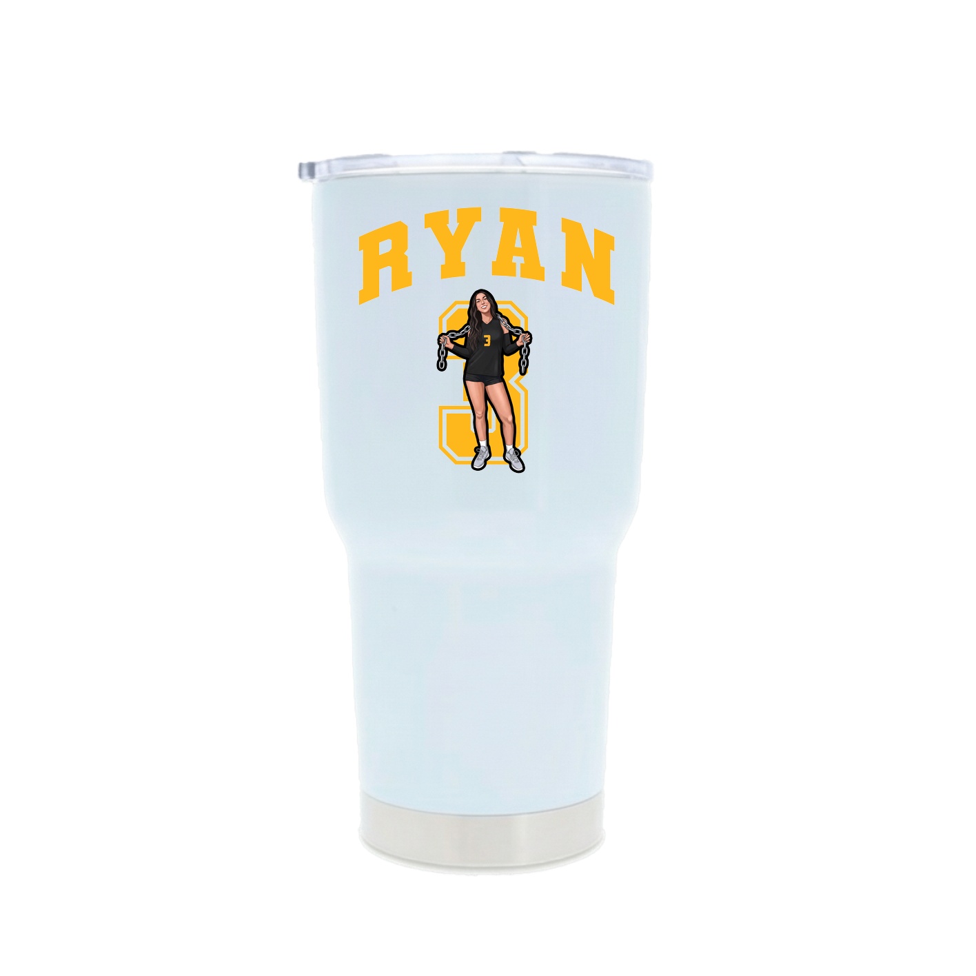 30oz Stainless Steel Tumbler — Number in White