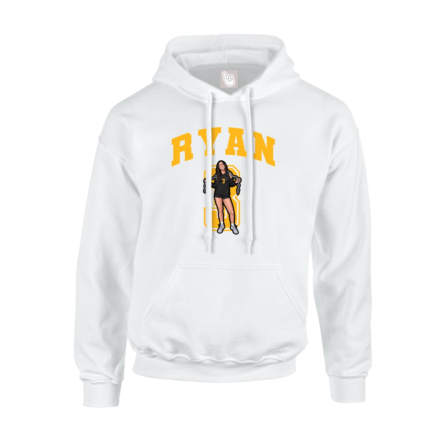 Youth Hoodie — Number in White