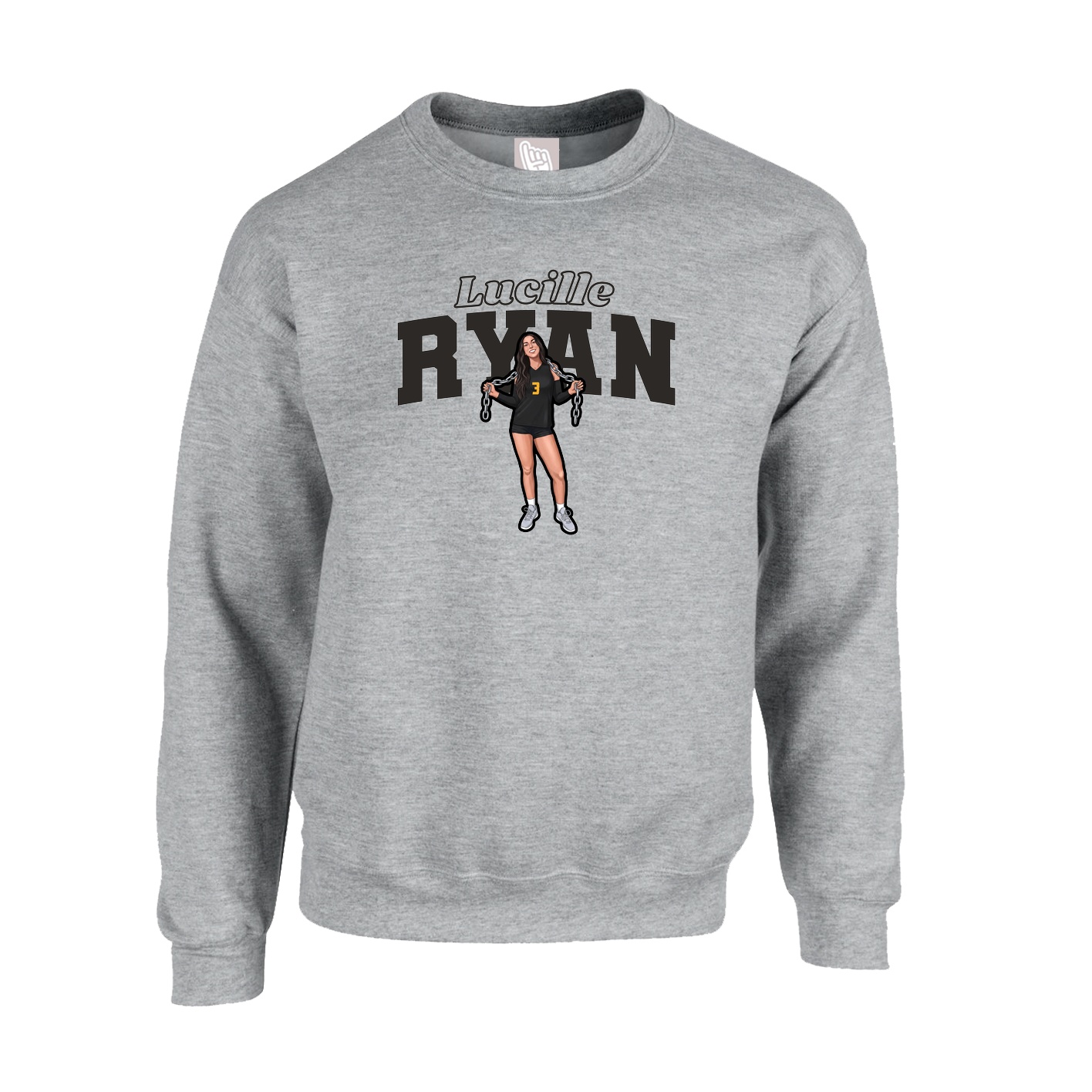 Fleece Crew — Name Arch in Grey
