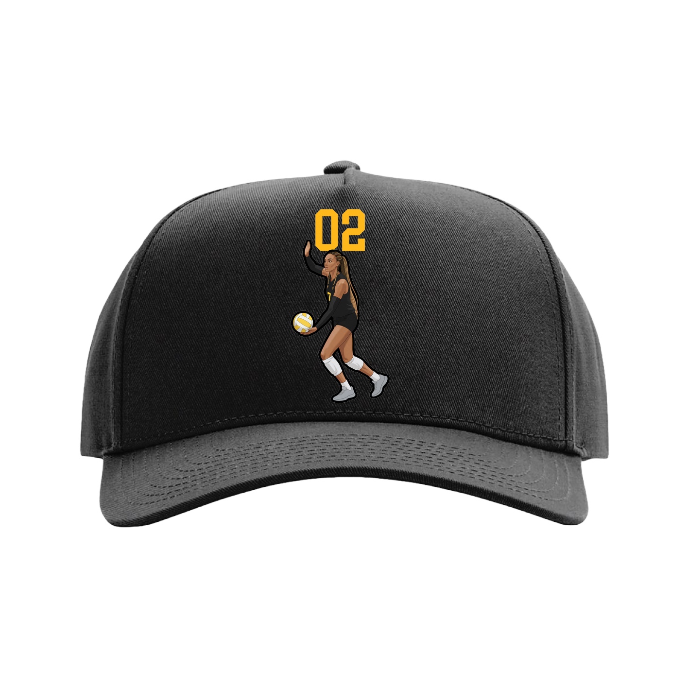 Full Fabric Five-Panel Champ Cap — Number Top in Black