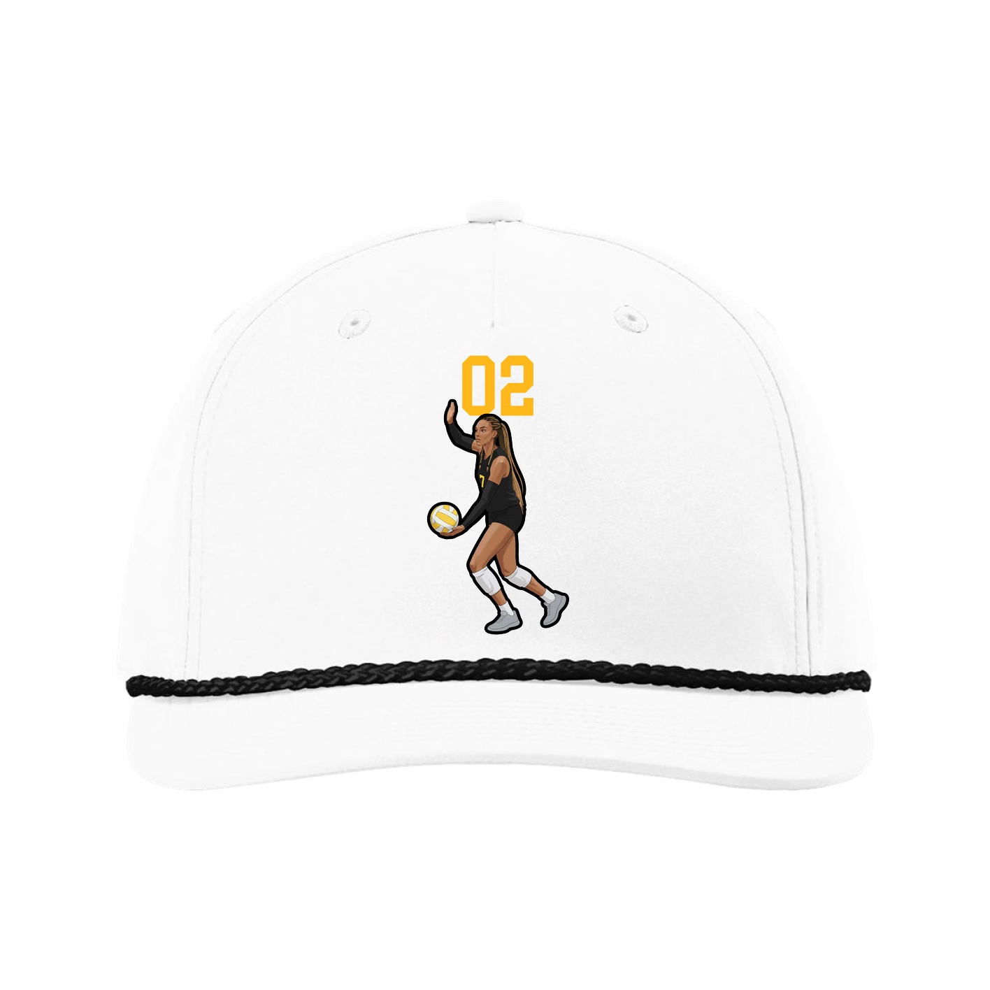 Five-Panel Classic Rope Cap — Number Top in White