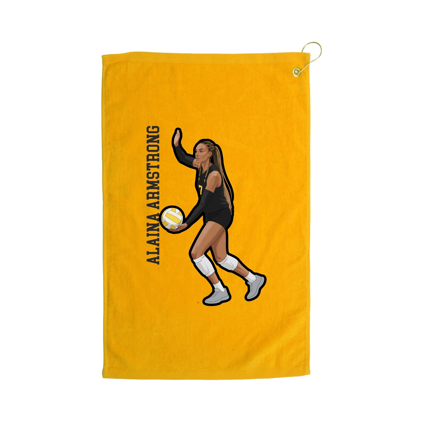 Golf Towel — Name Vertical in Gold
