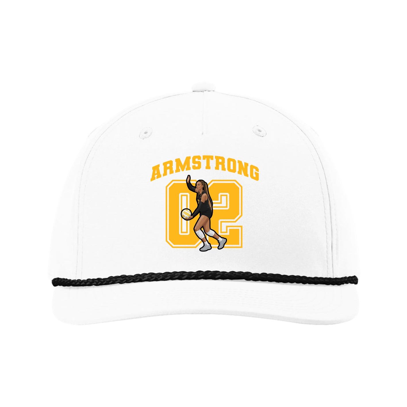 Five-Panel Classic Rope Cap — Number in White