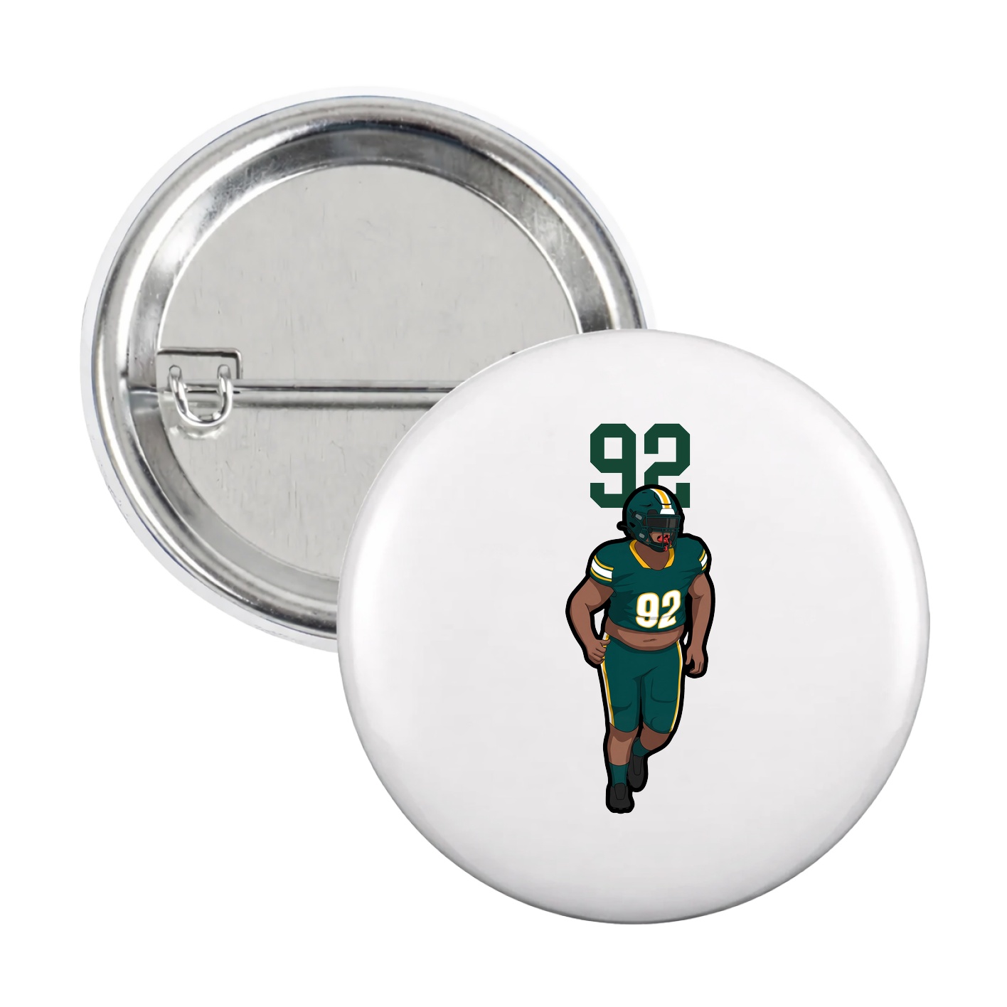Game Day Button — Number Top in White