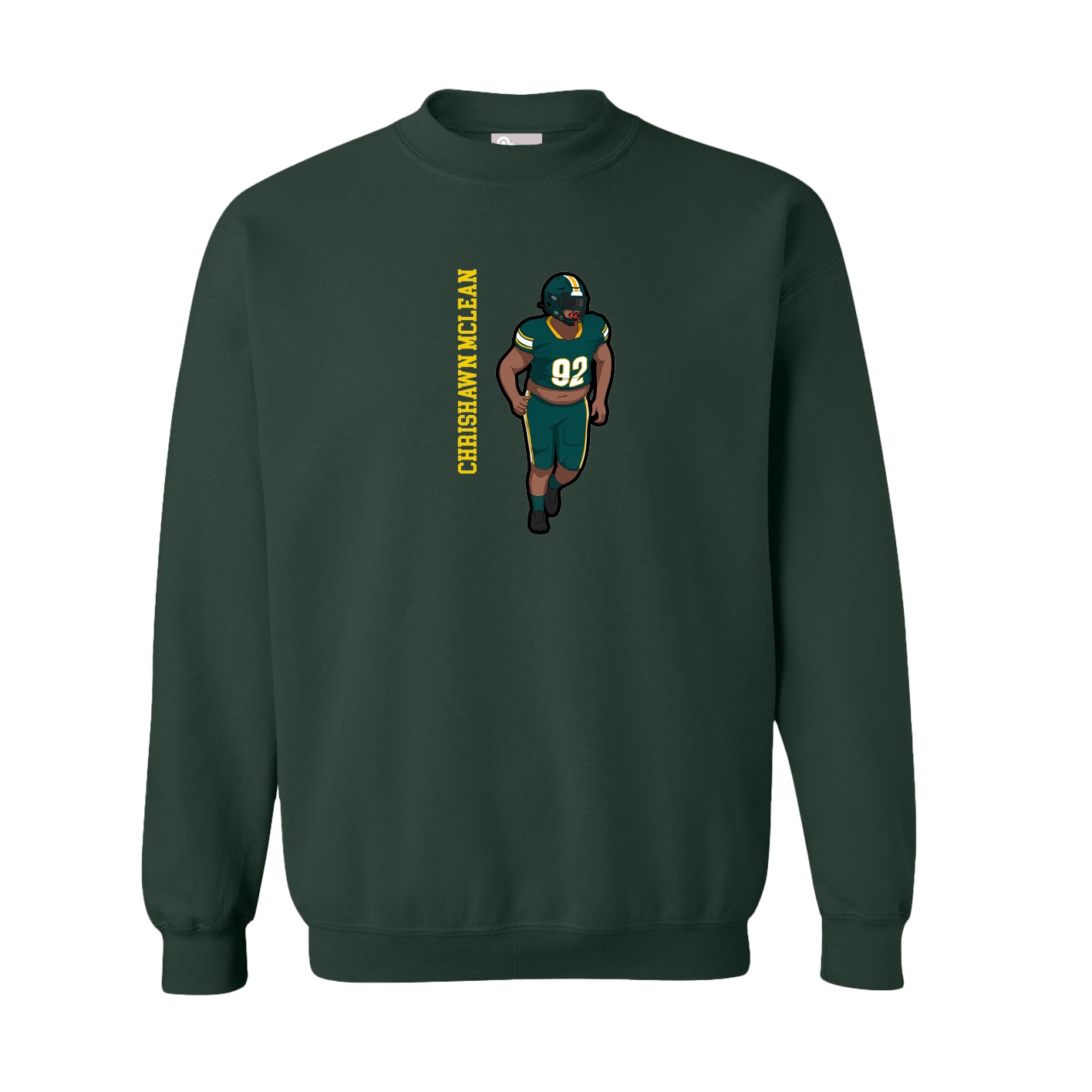 Fleece Crew — Name Vertical in Green
