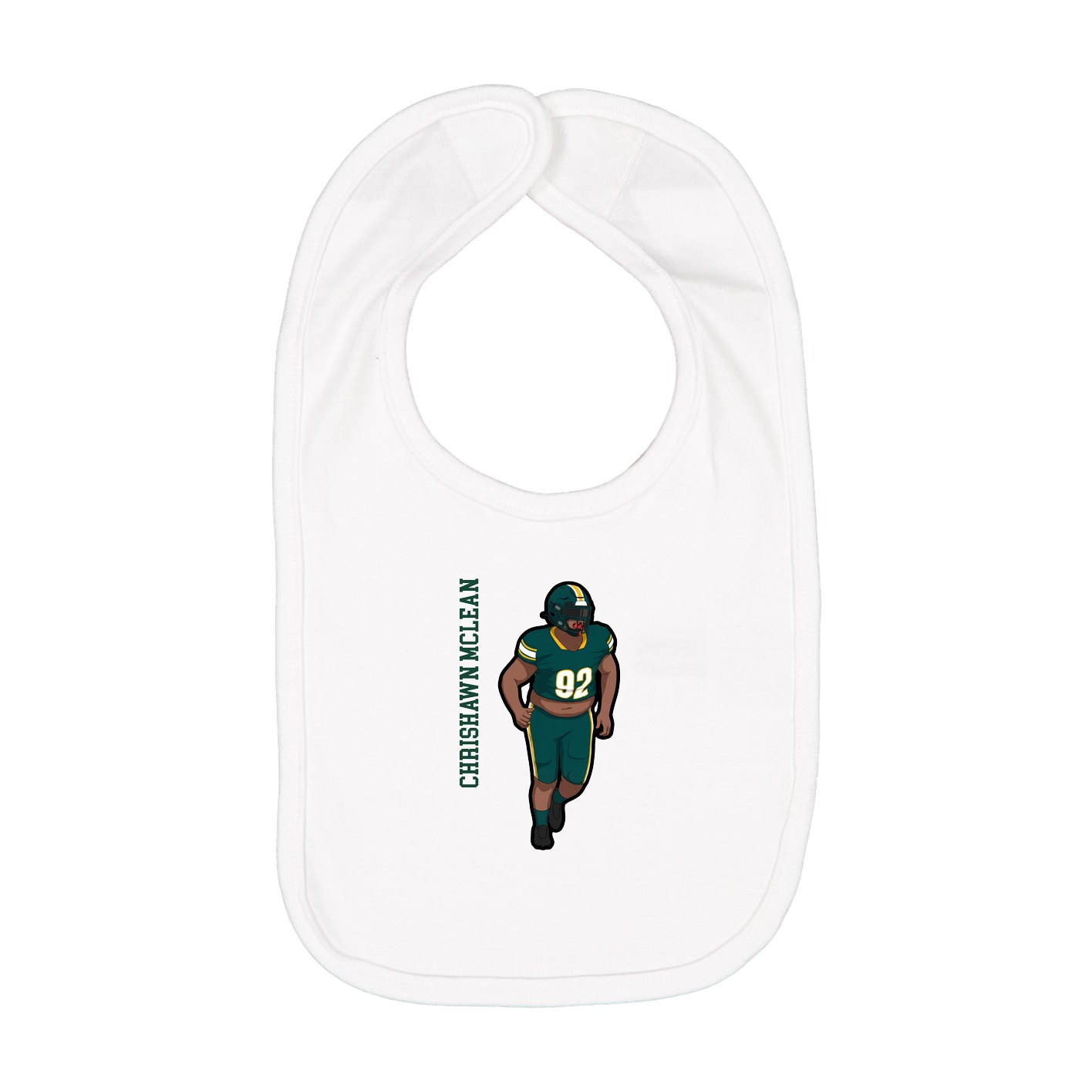 Infant Bib — Name Vertical in White