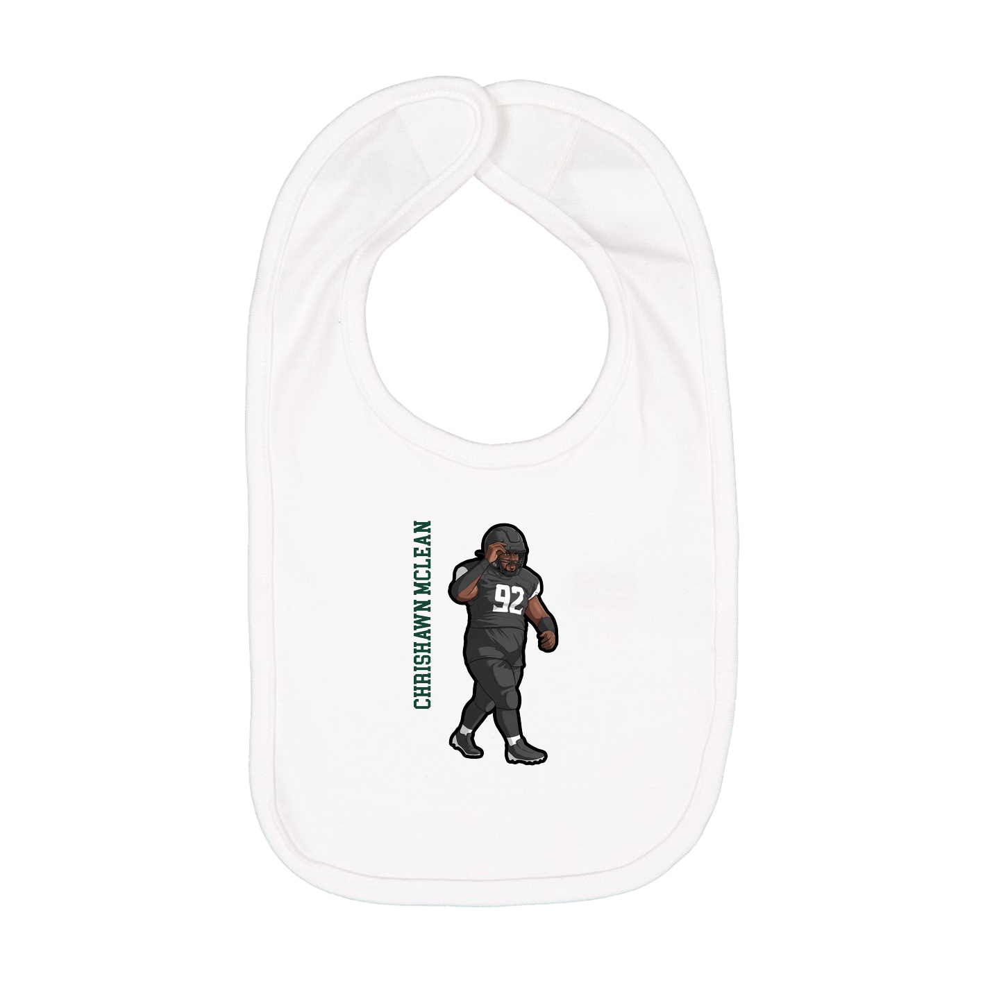 Infant Bib — Name Vertical in White
