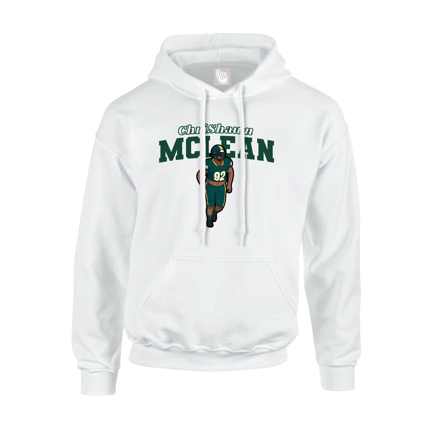 Youth Hoodie — Name Arch in White