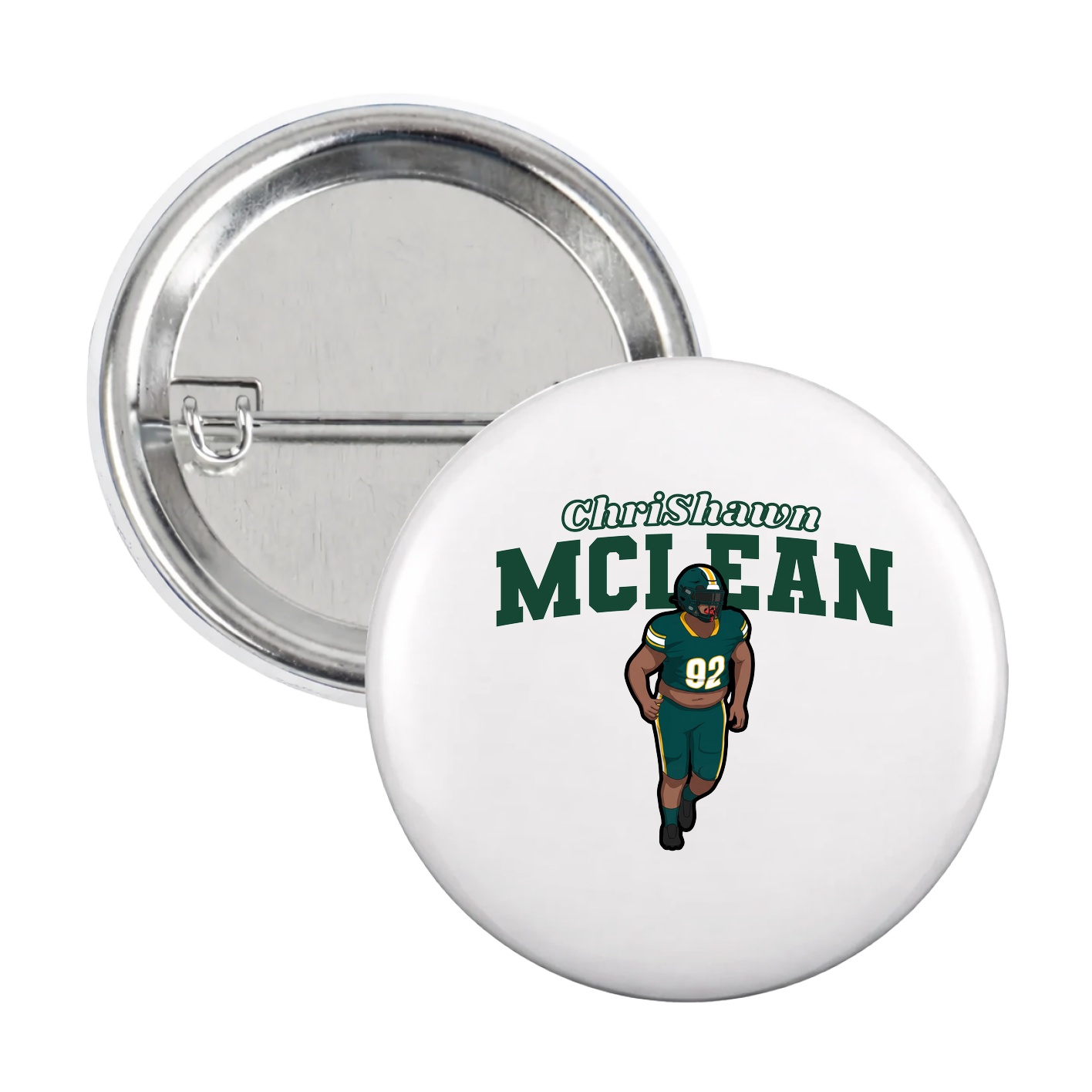 Game Day Button — Name Arch in White