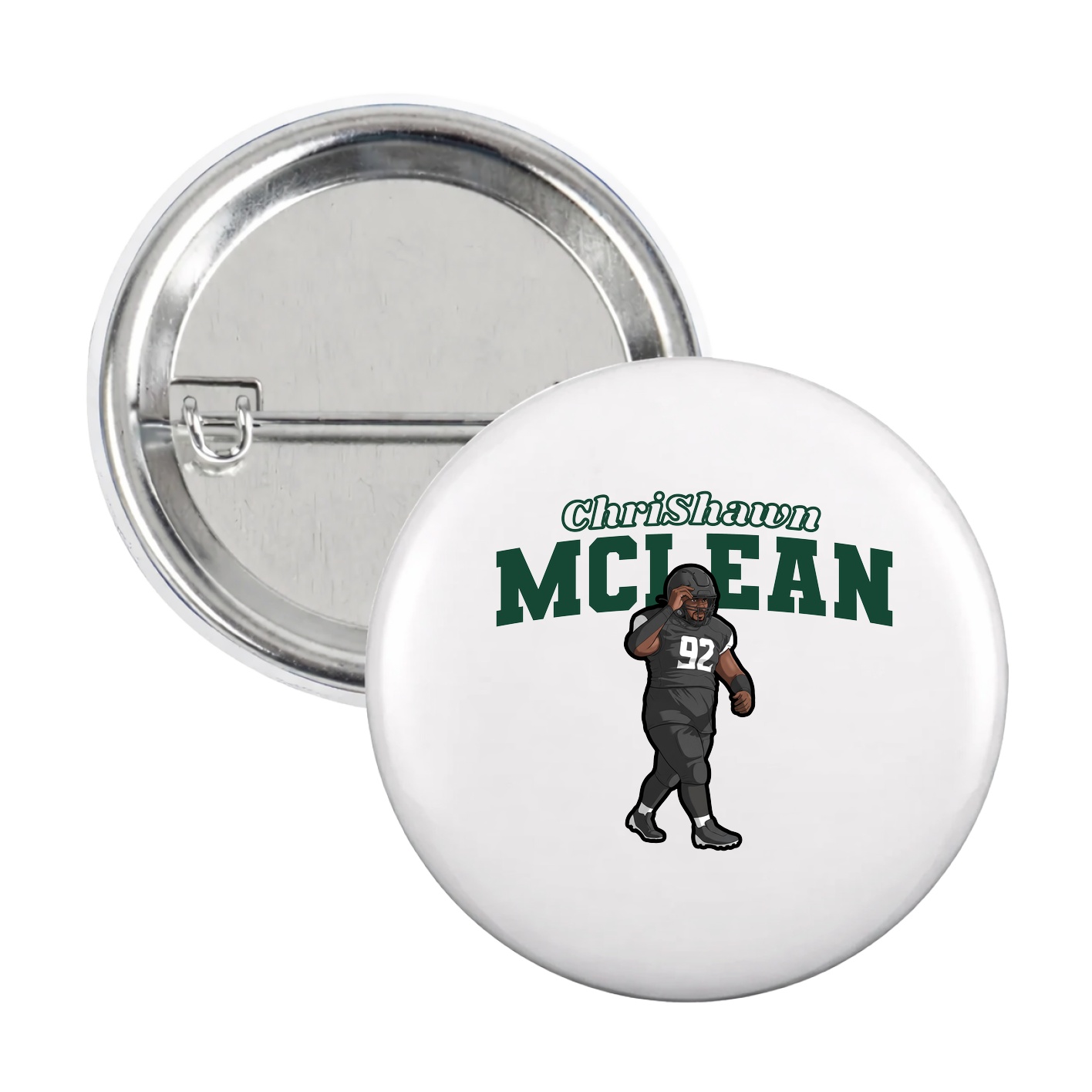 Game Day Button — Name Arch in White