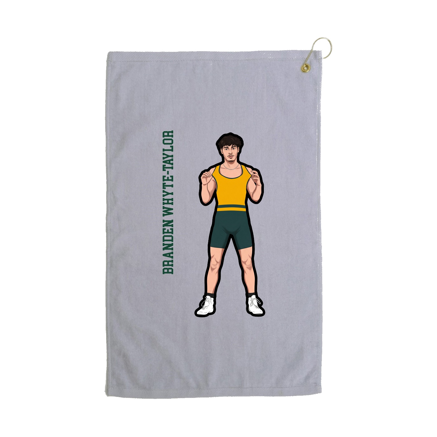 Golf Towel — Name Vertical in Grey