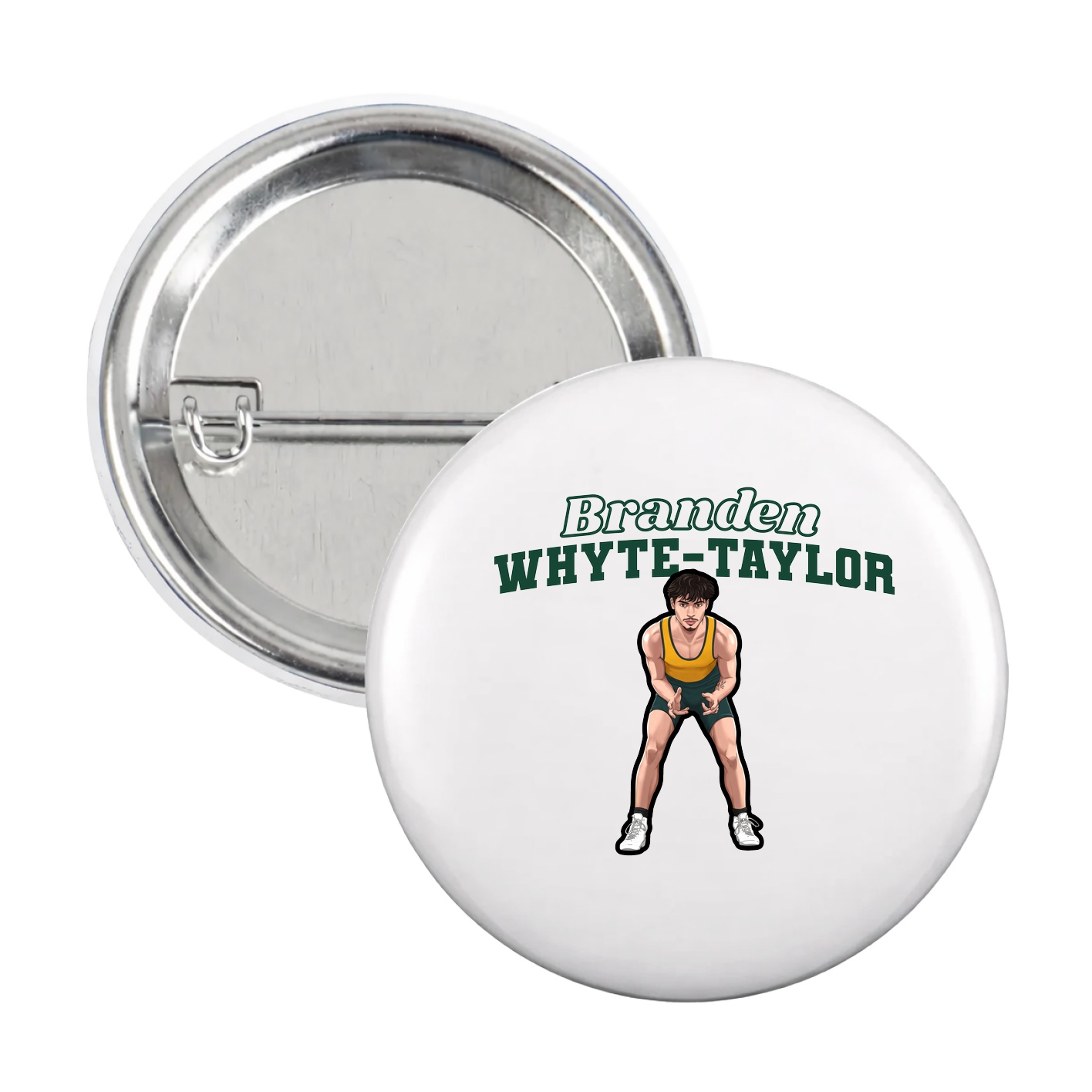 Game Day Button — Name Arch in White