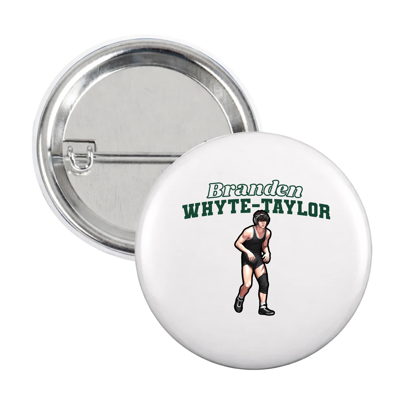 Game Day Button — Name Arch in White