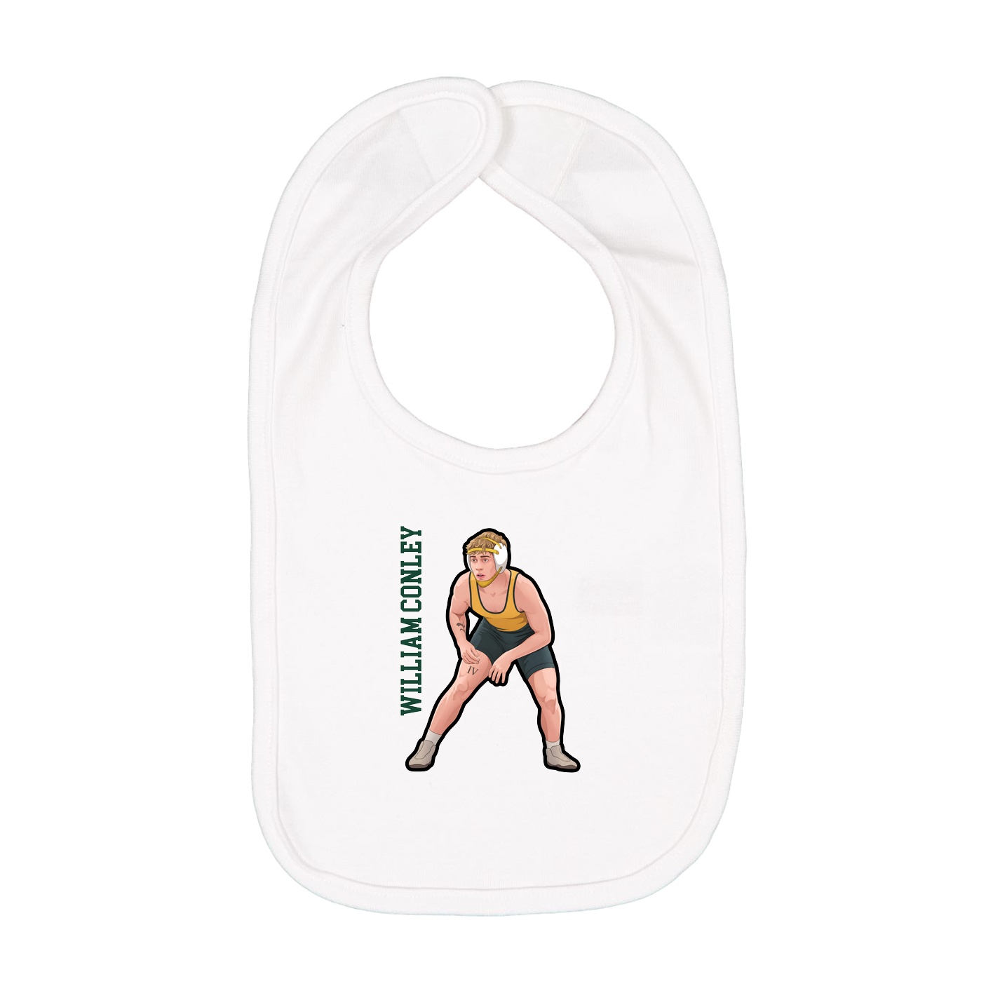Infant Bib — Name Vertical in White
