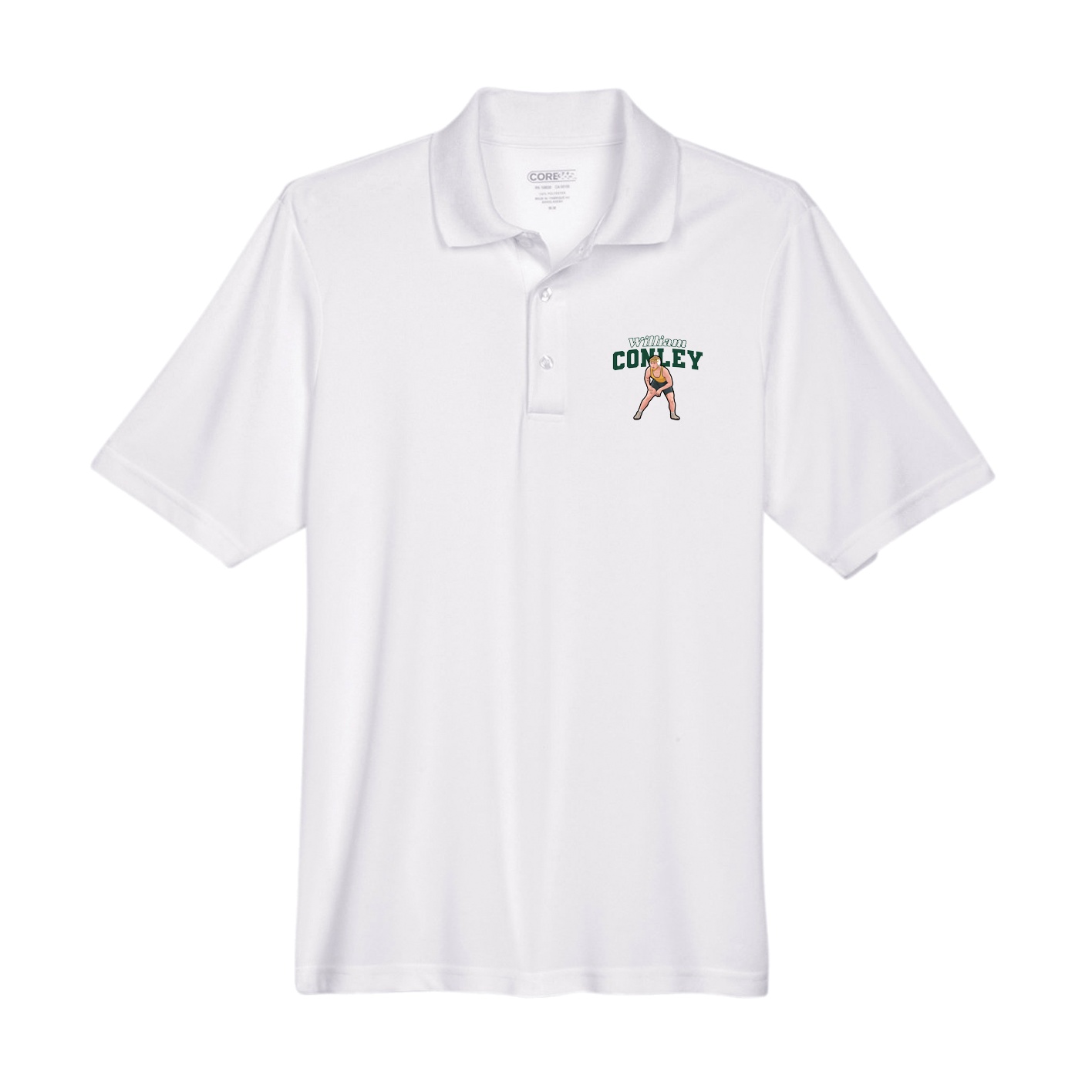 Performance Polo — Name Arch in White