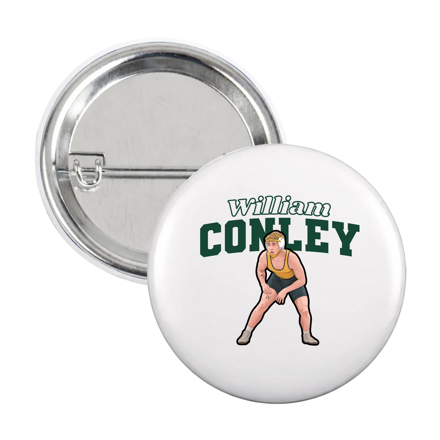 Game Day Button — Name Arch in White