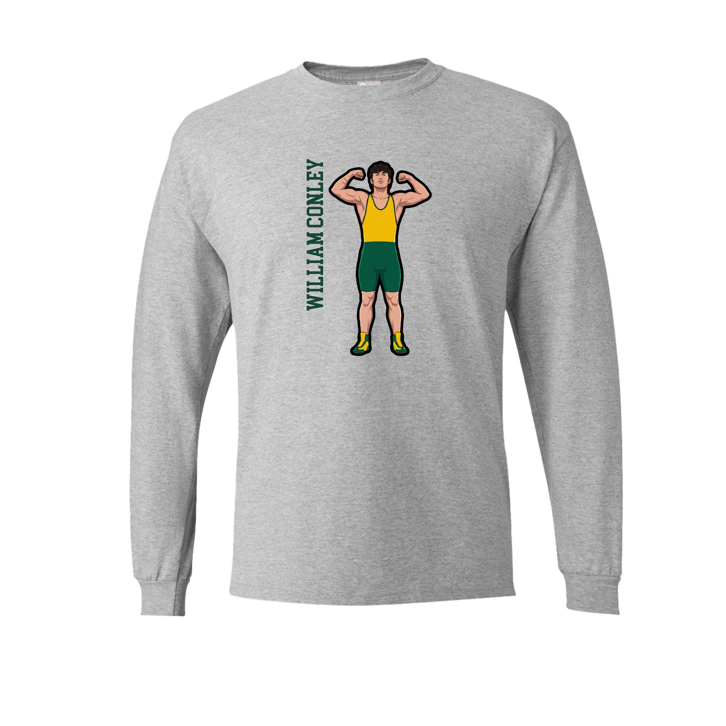 Long Sleeve Tee — Name Vertical in Grey