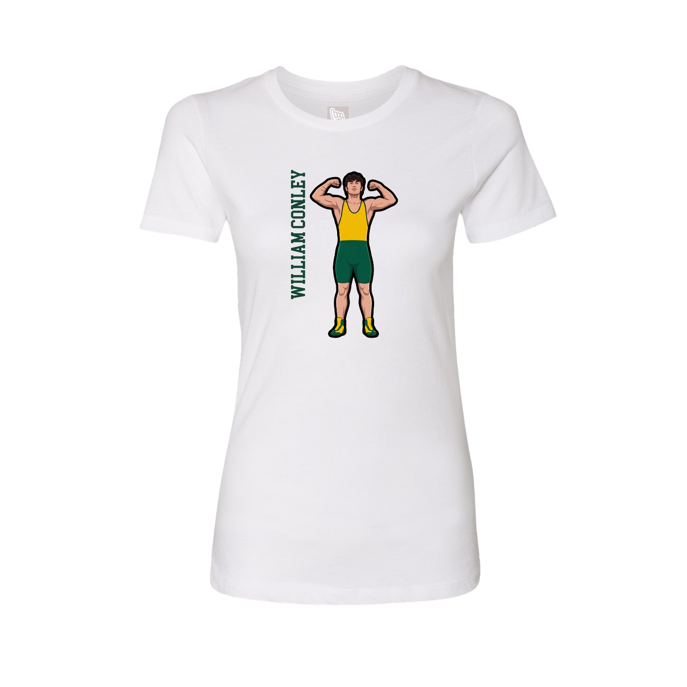 Fitted Women's Tee — Name Vertical in White