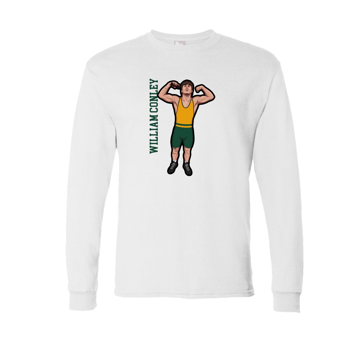 Long Sleeve Tee — Name Vertical in White