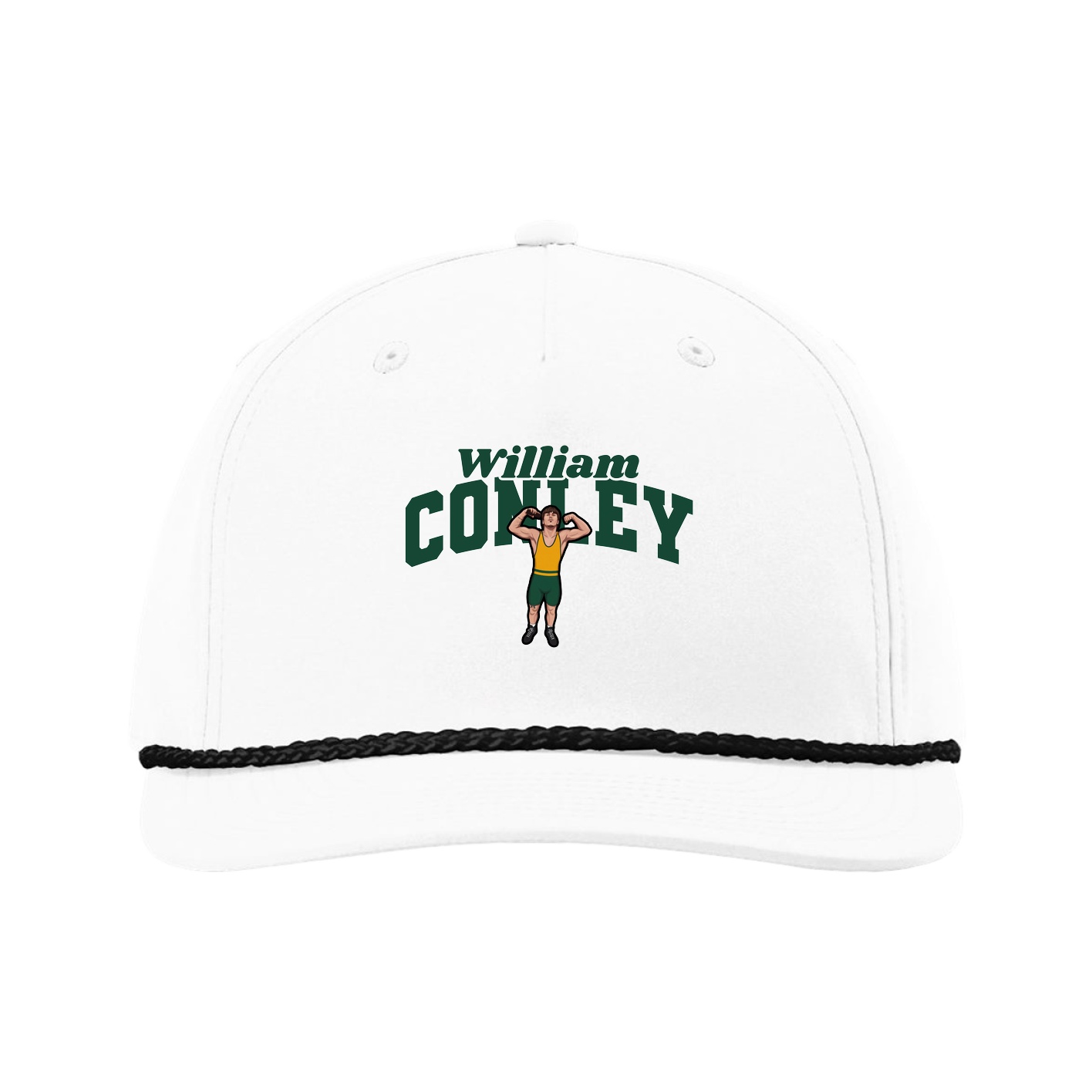 Five-Panel Classic Rope Cap — Signature Arch in White