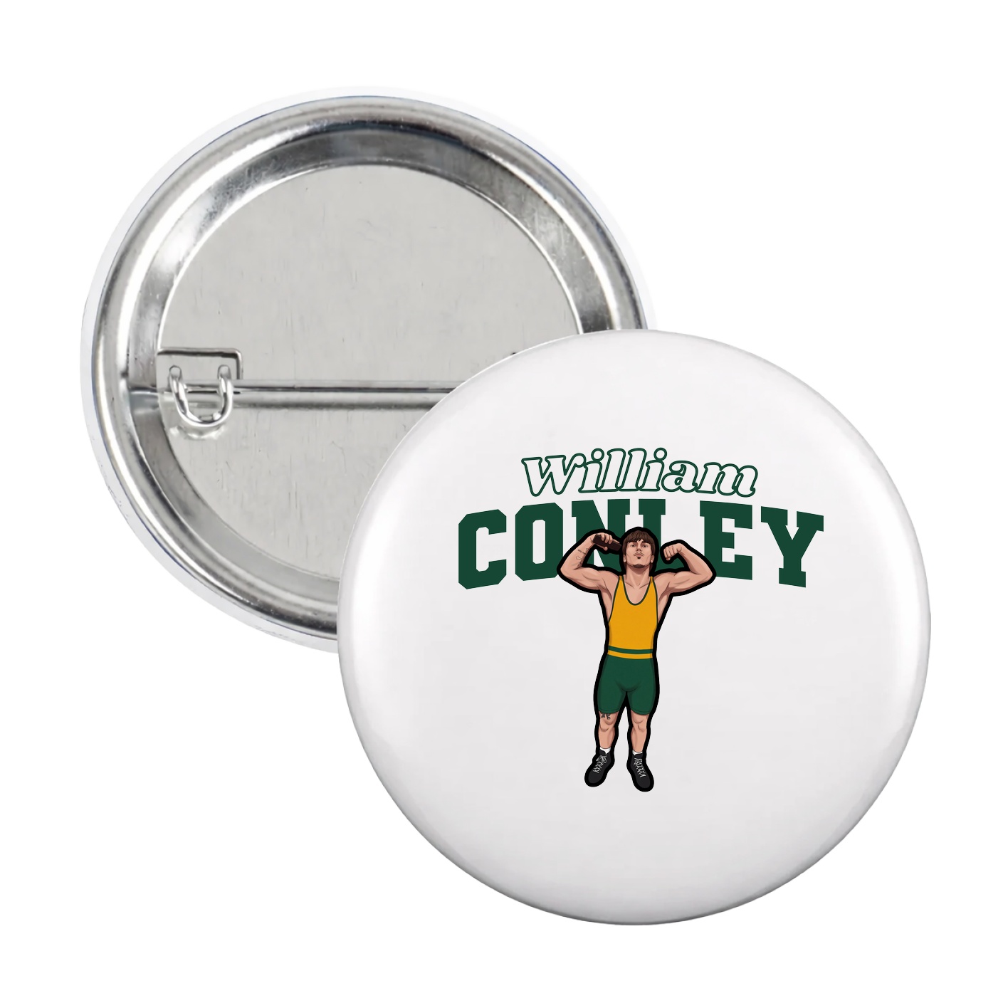 Game Day Button — Name Arch in White
