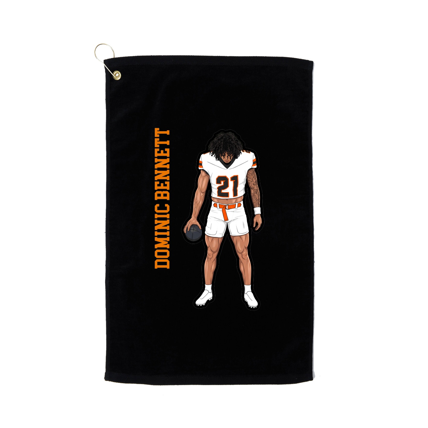 Golf Towel — Name Vertical in Black