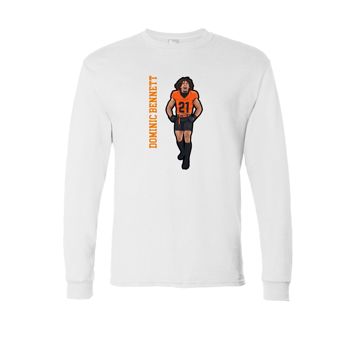 Long Sleeve Tee — Name Vertical in White