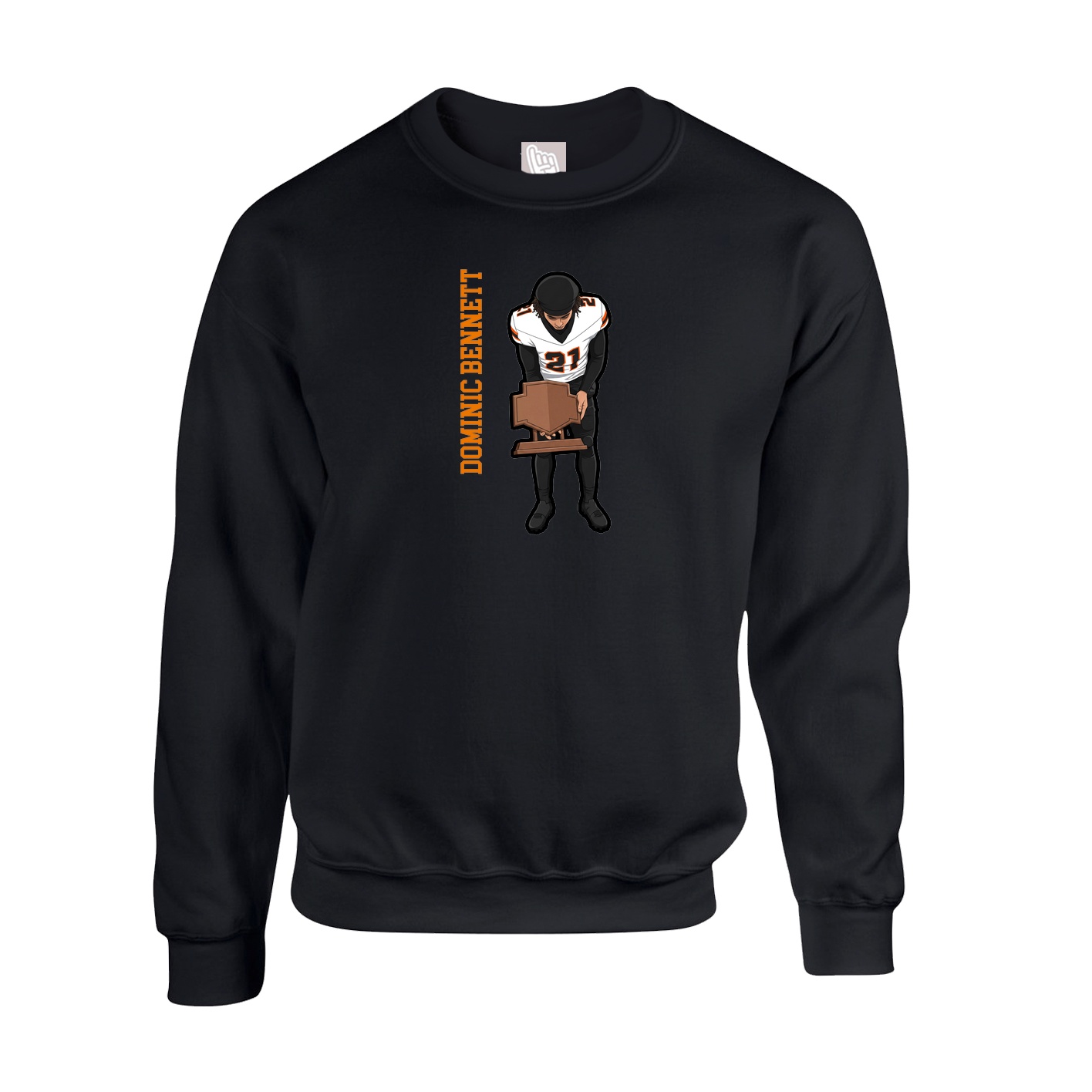 Fleece Crew — Name Vertical in Black