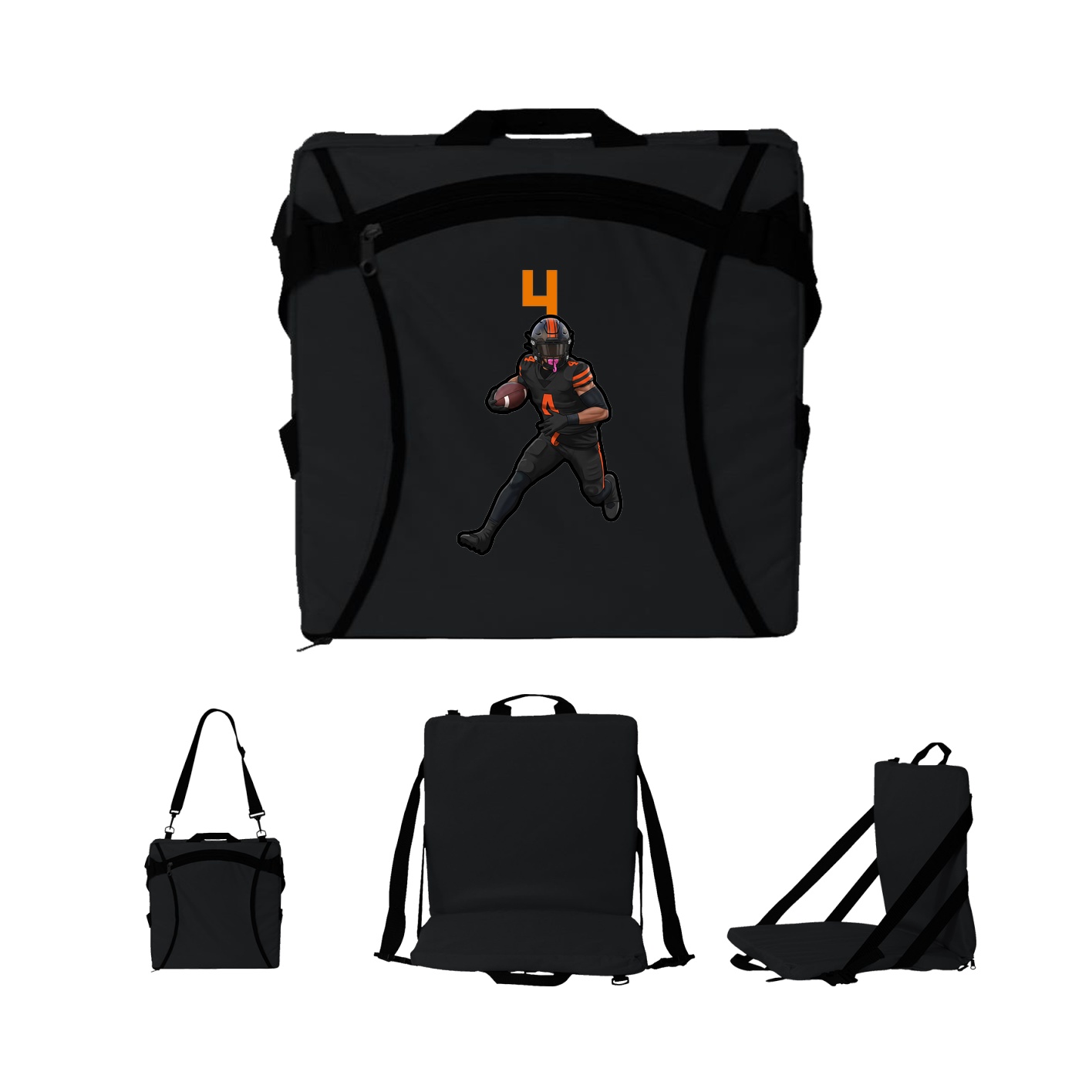 Folding Stadium Seat — Number Top in Black