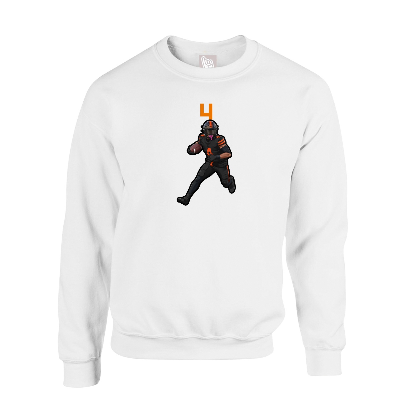 Fleece Crew — Number Top in White