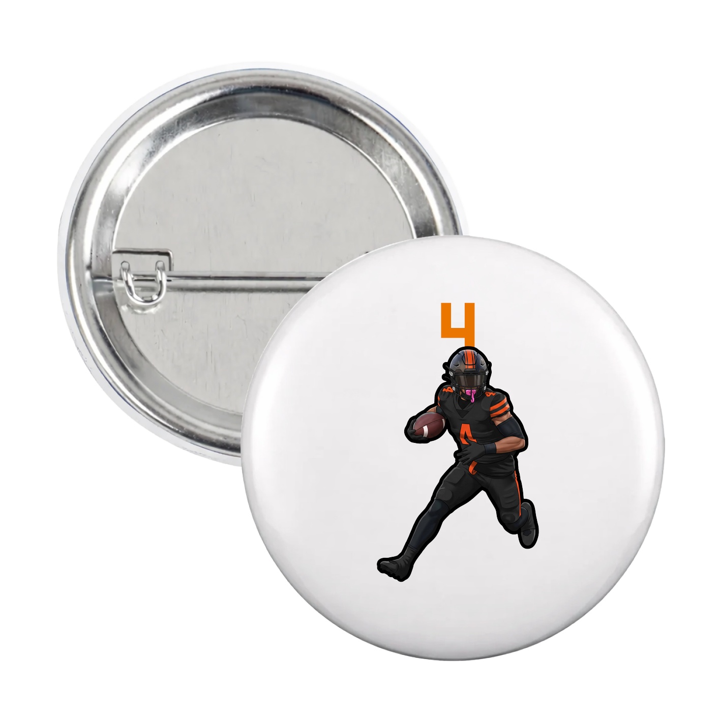 Game Day Button — Number Top in White