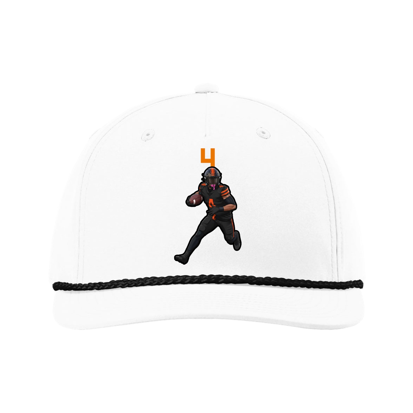 Five-Panel Classic Rope Cap — Number Top in White