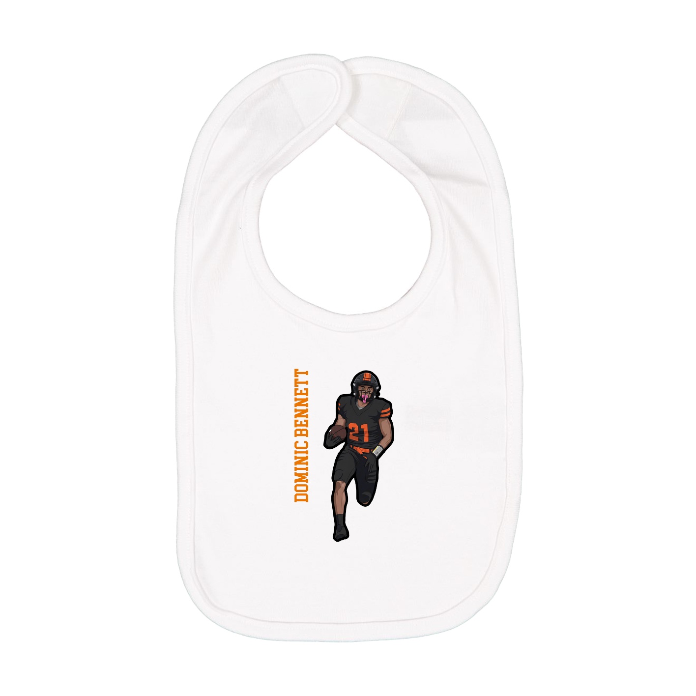 Infant Bib — Name Vertical in White