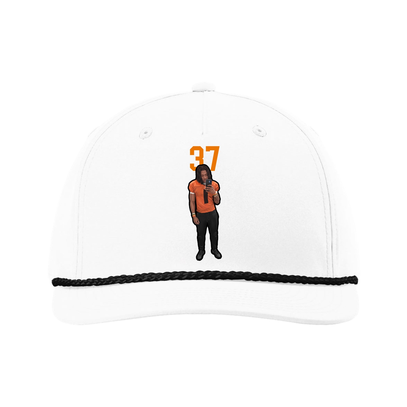Five-Panel Classic Rope Cap — Number Top in White