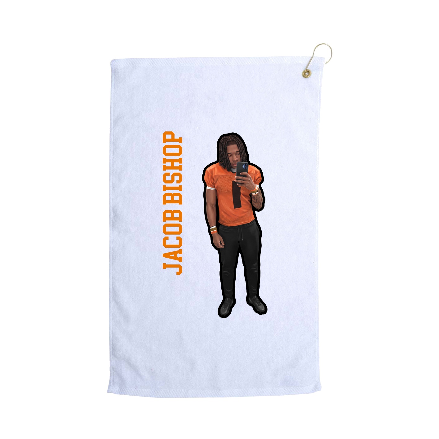 Golf Towel — Name Vertical in White