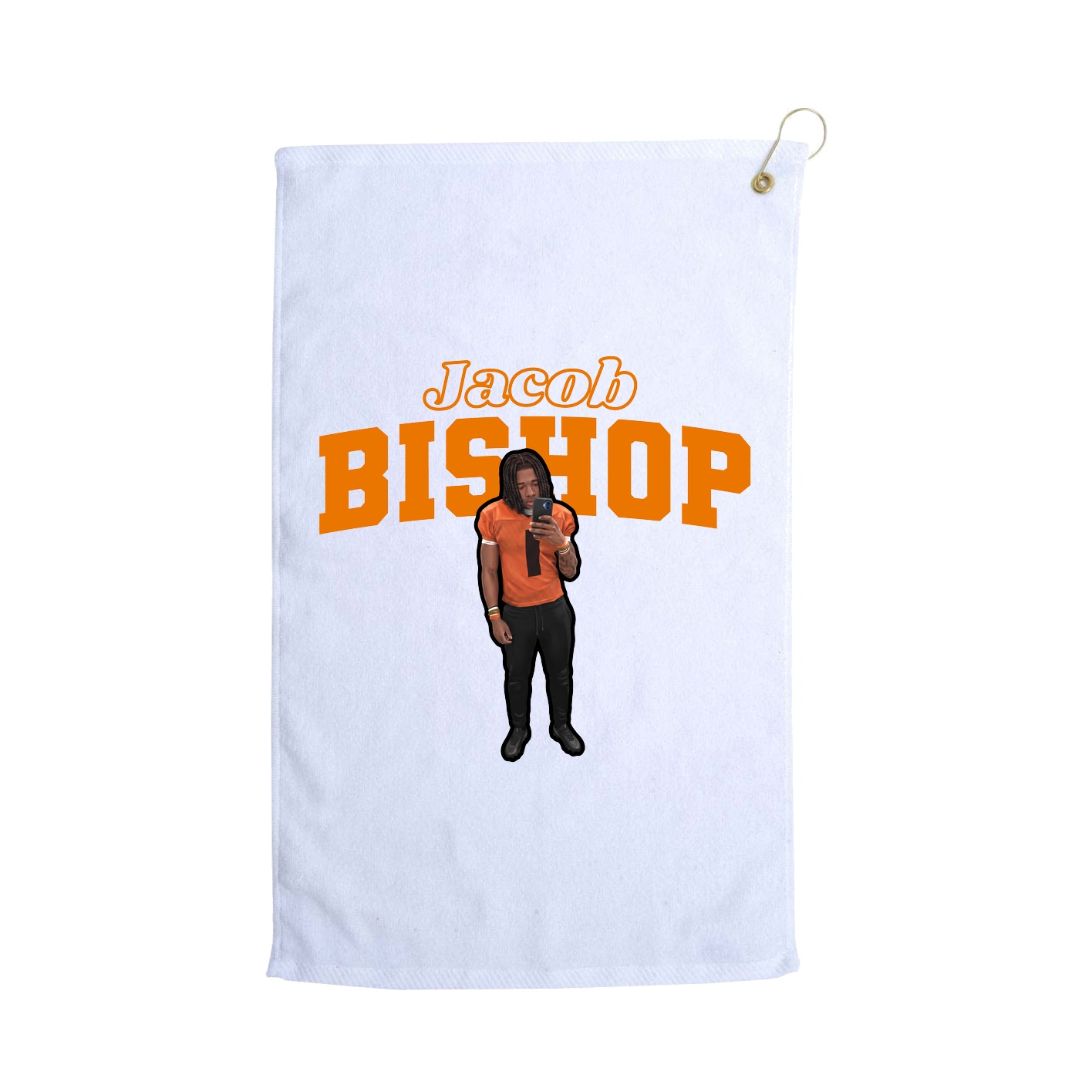 Golf Towel — Name Arch in White