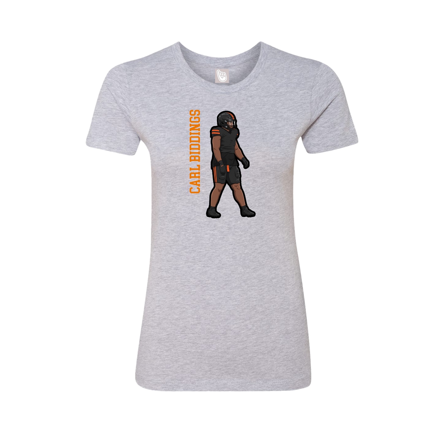 Fitted Women's Tee — Name Vertical in Grey