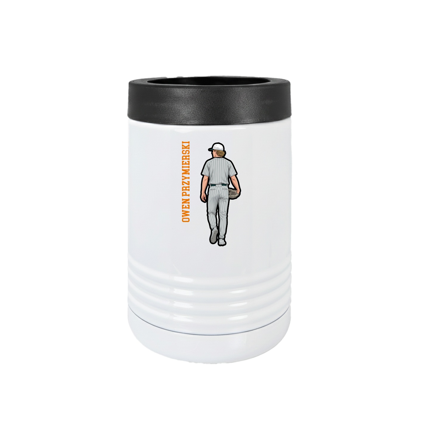 Beverage Holder — Name Vertical in White
