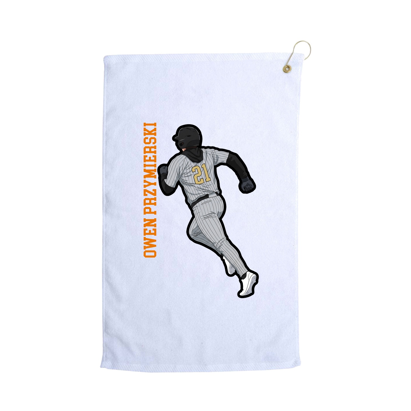 Golf Towel — Name Vertical in White