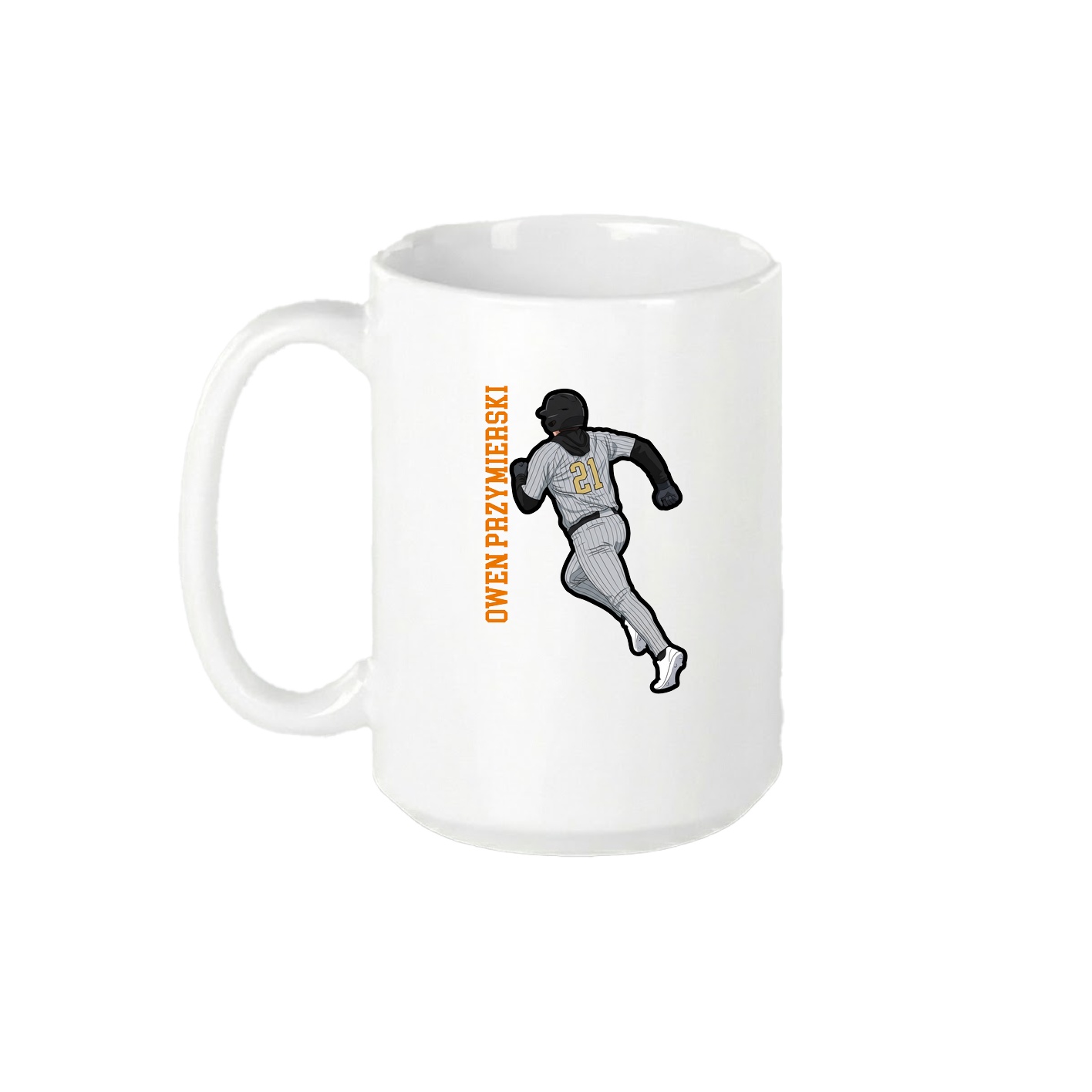15oz Coffee Mug — Name Vertical in White