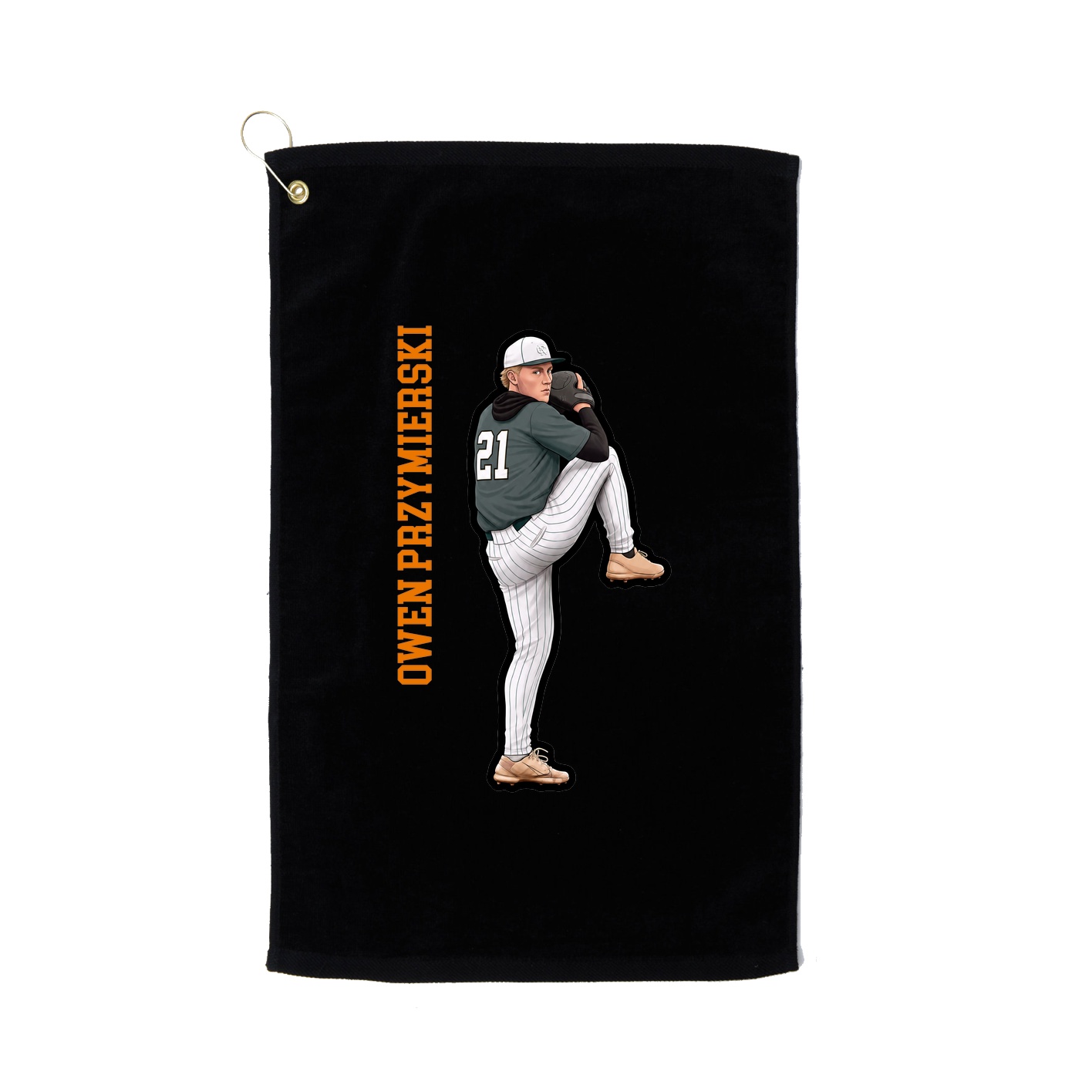 Golf Towel — Name Vertical in Black