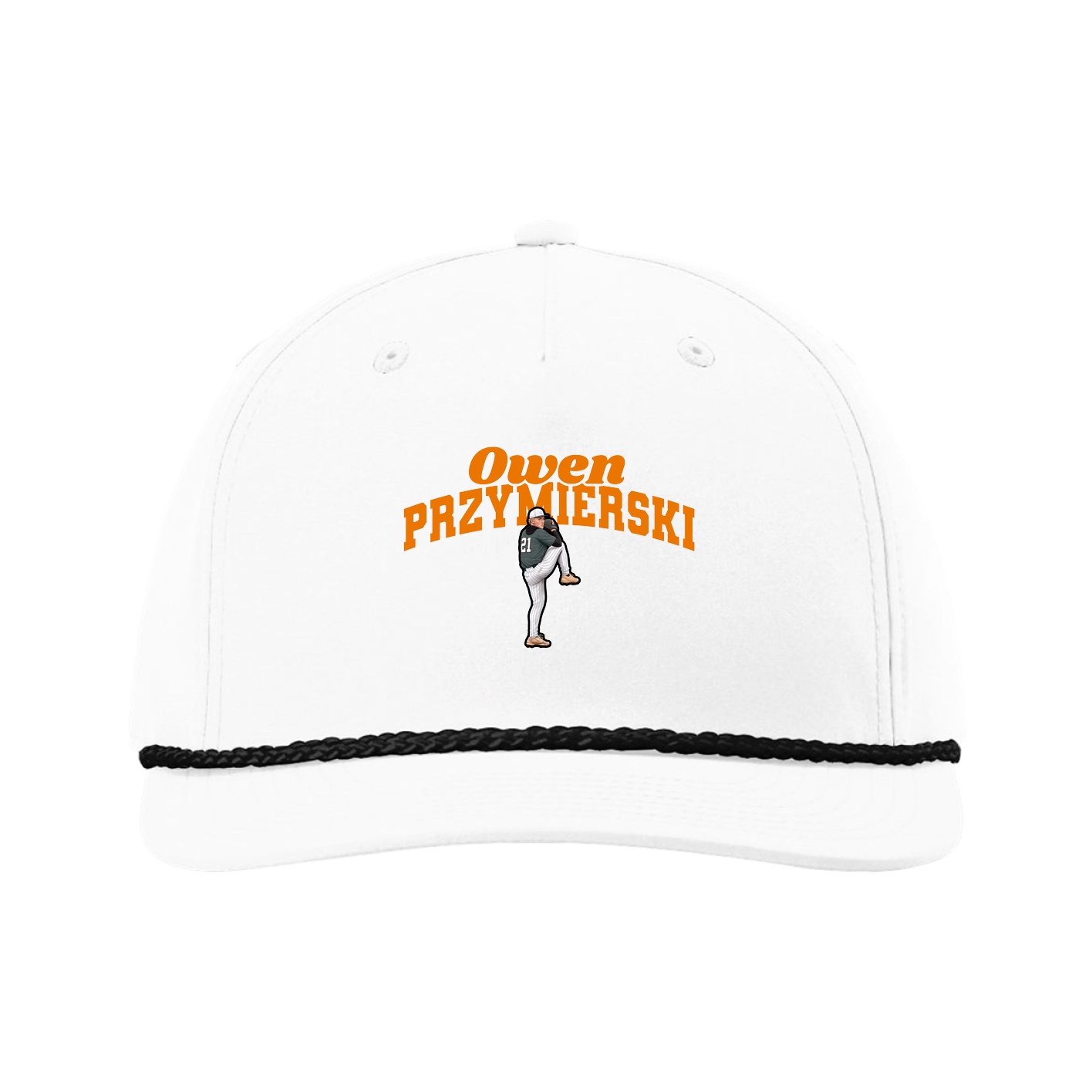Five-Panel Classic Rope Cap — Signature Arch in White