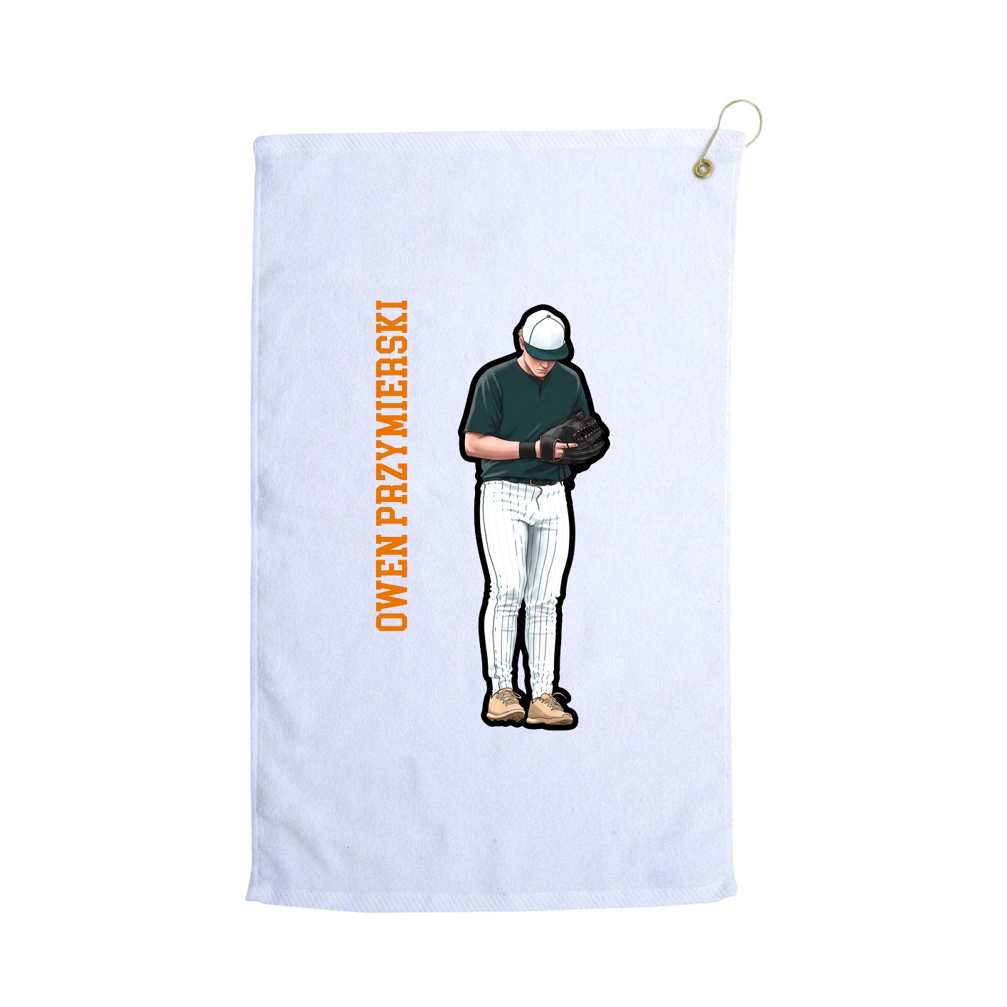 Golf Towel — Name Vertical in White