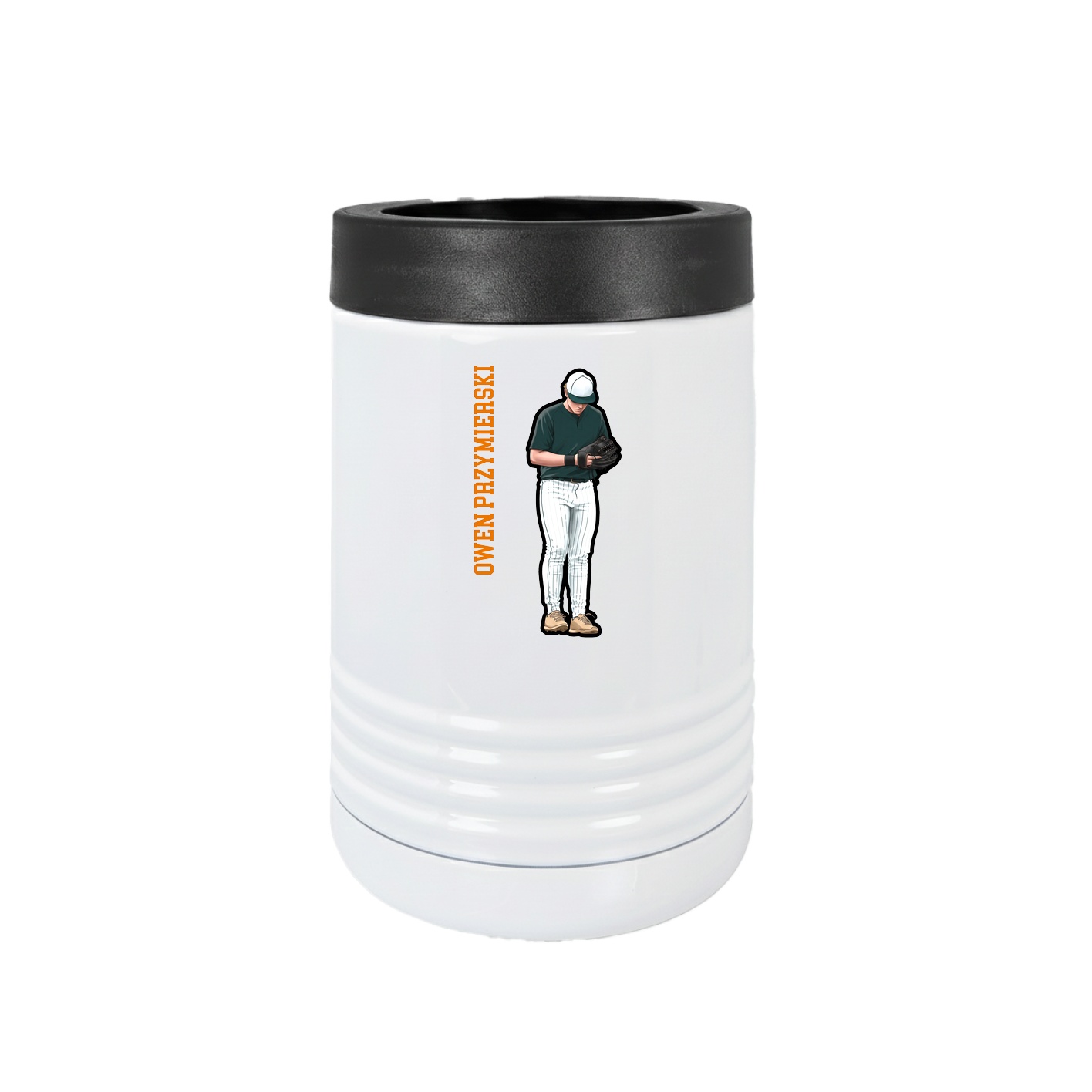 Beverage Holder — Name Vertical in White